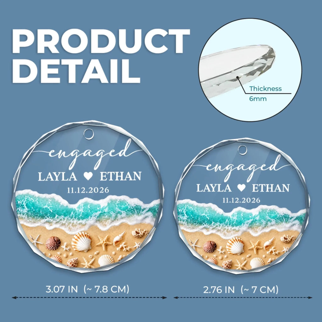 Custom First Christmas Circle Glass Ornament - Personalized Anniversary Christmas Wedding Gifts For Husband And Wife, Him And Her - Eternal Love, Deep As Sea