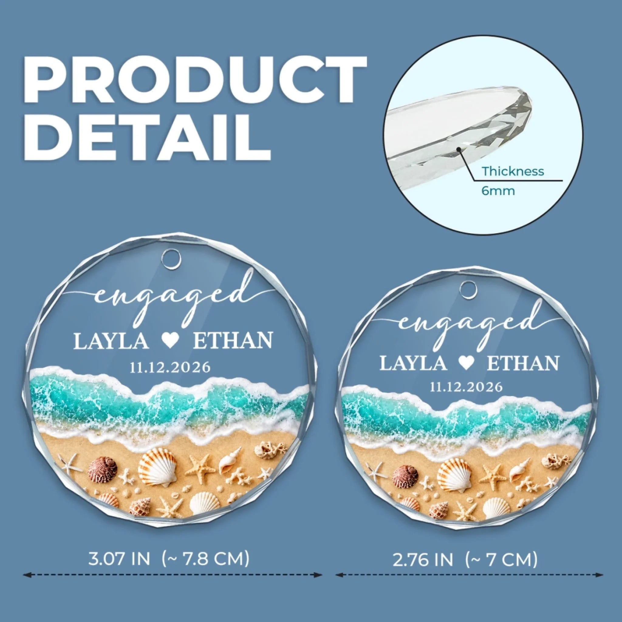 Custom First Christmas Circle Glass Ornament - Personalized Anniversary Christmas Wedding Gifts For Husband And Wife, Him And Her - Eternal Love, Deep As Sea