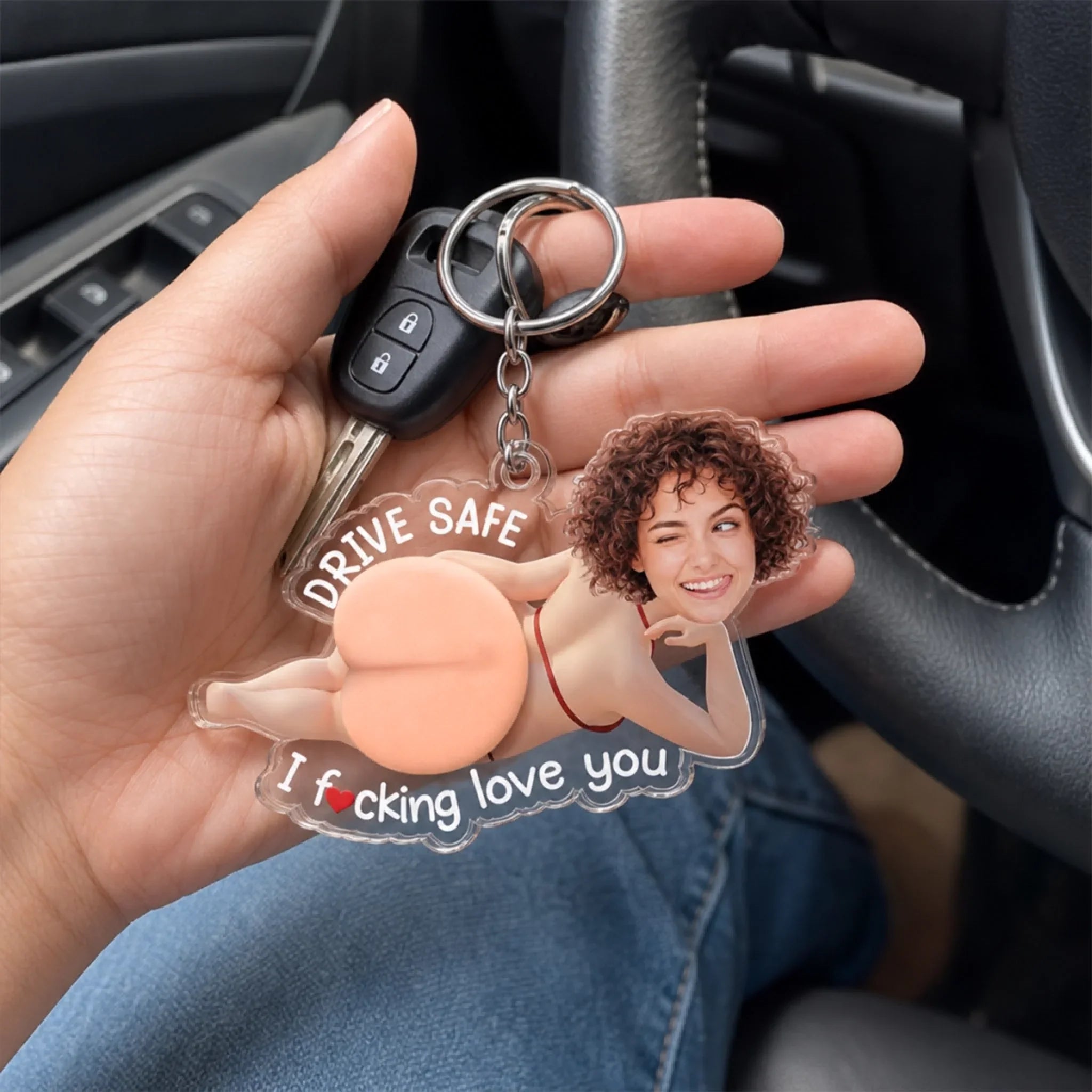 Custom Photo Squishy Acrylic Keychain - Personalized Anniversary Wedding Gifts For Husband And Wife, Him And Her - Carry My Love Everywhere