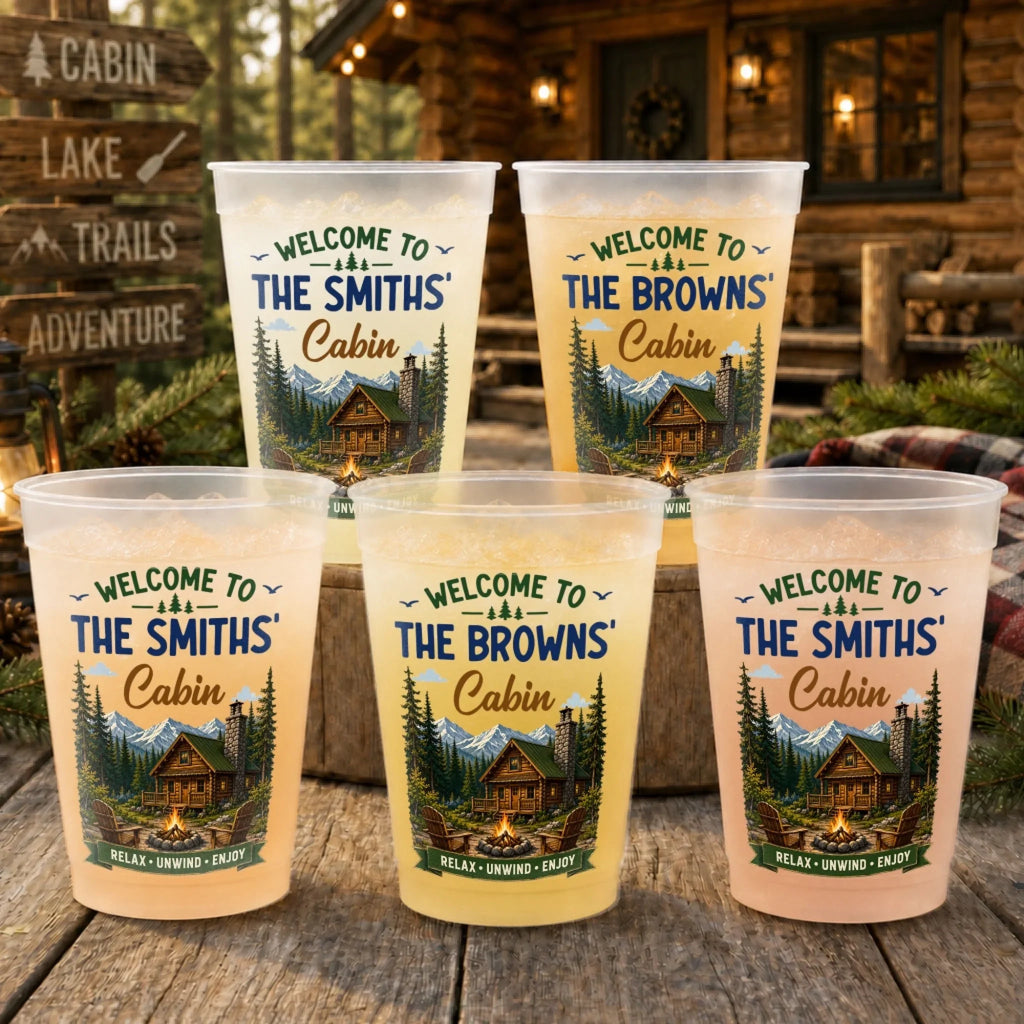 Custom Cabin Party Cups - Personalized Summer Vacation And Travel Gifts For Mom, Dad, Brother, Sister - Cabin State Of Mind