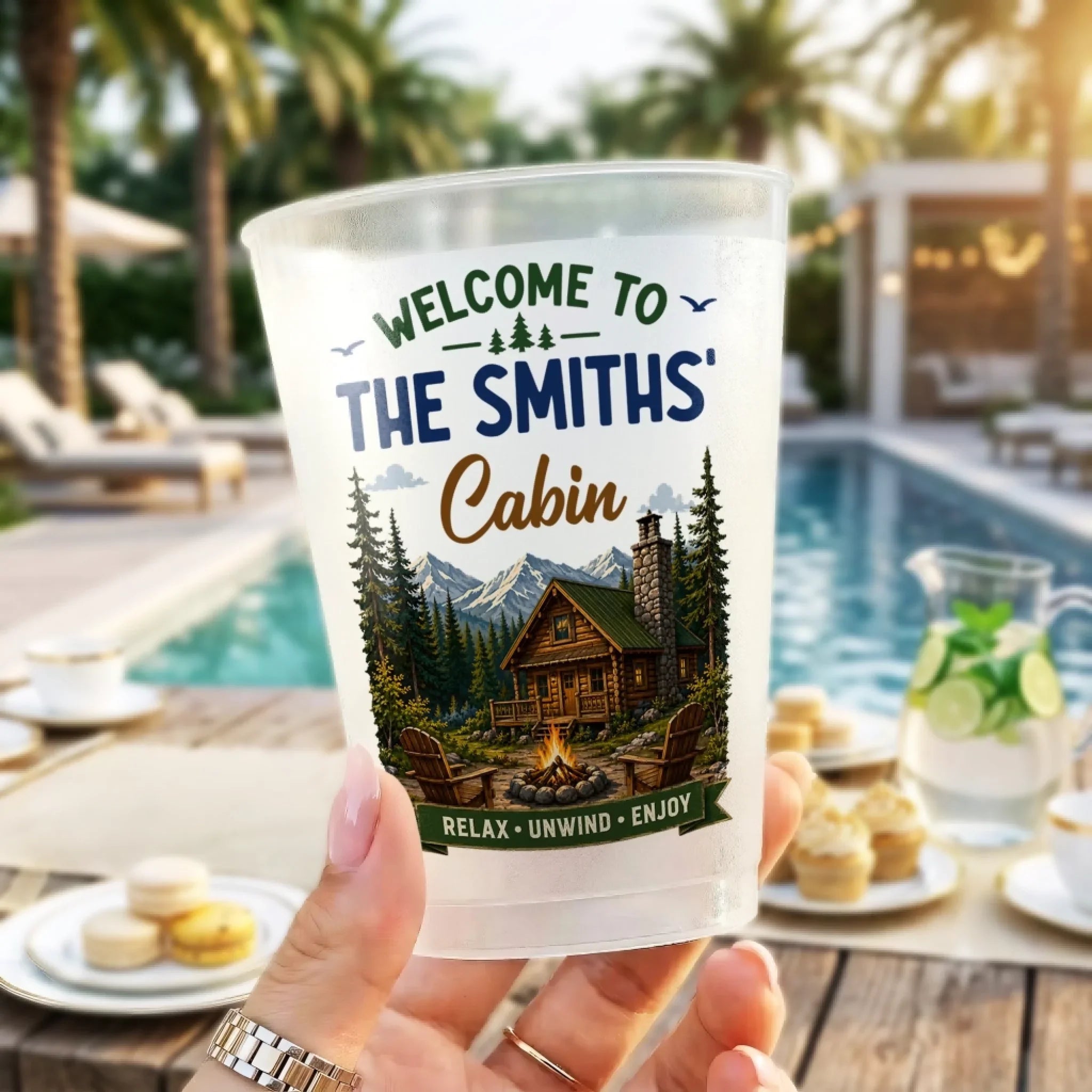 Custom Cabin Party Cups - Personalized Summer Vacation And Travel Gifts For Mom, Dad, Brother, Sister - Cabin State Of Mind