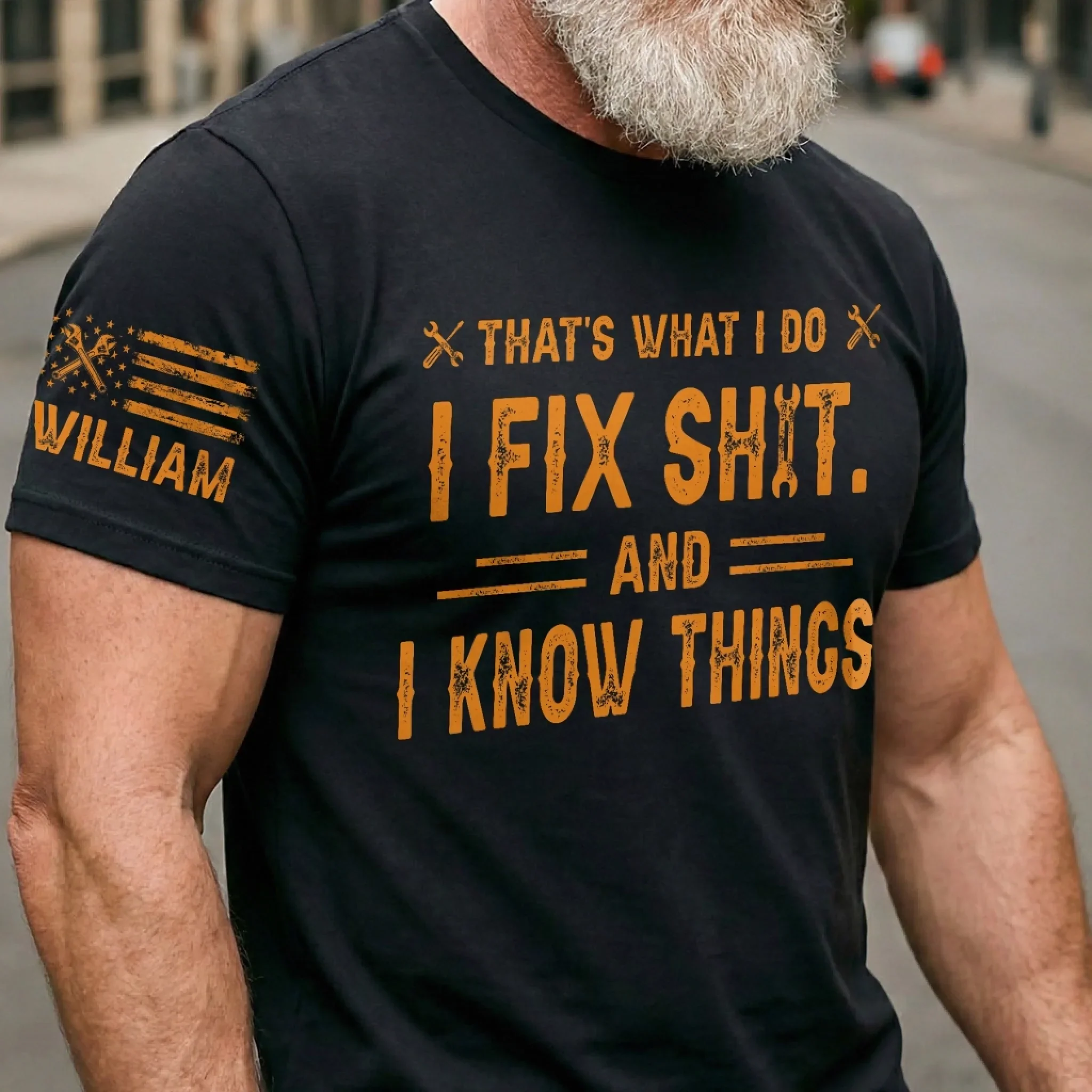 Custom Mechanic T-Shirt - Personalized Birthday Gifts For Husband, Son, Grandson, Brother, Grandpa, Dad, Yourself - Built To Repair