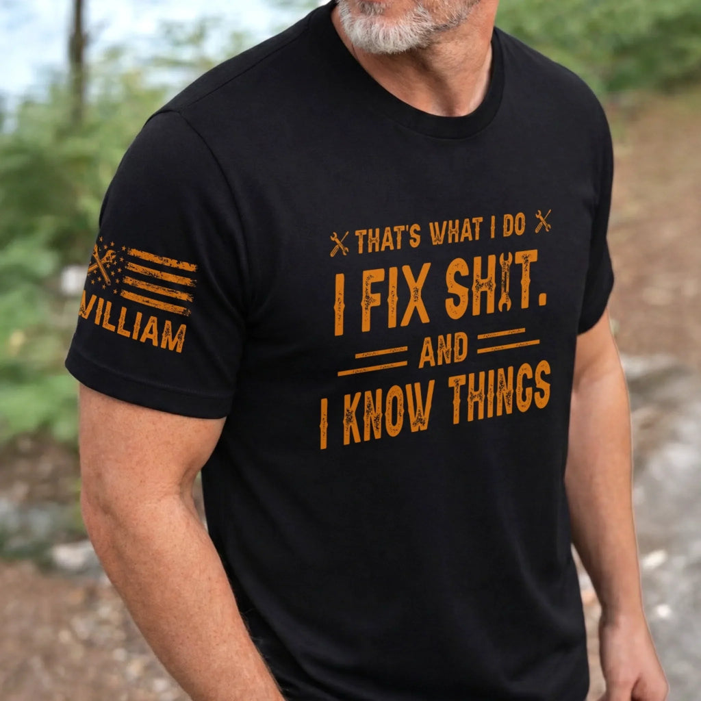 Custom Mechanic T-Shirt - Personalized Birthday Gifts For Husband, Son, Grandson, Brother, Grandpa, Dad, Yourself - Built To Repair