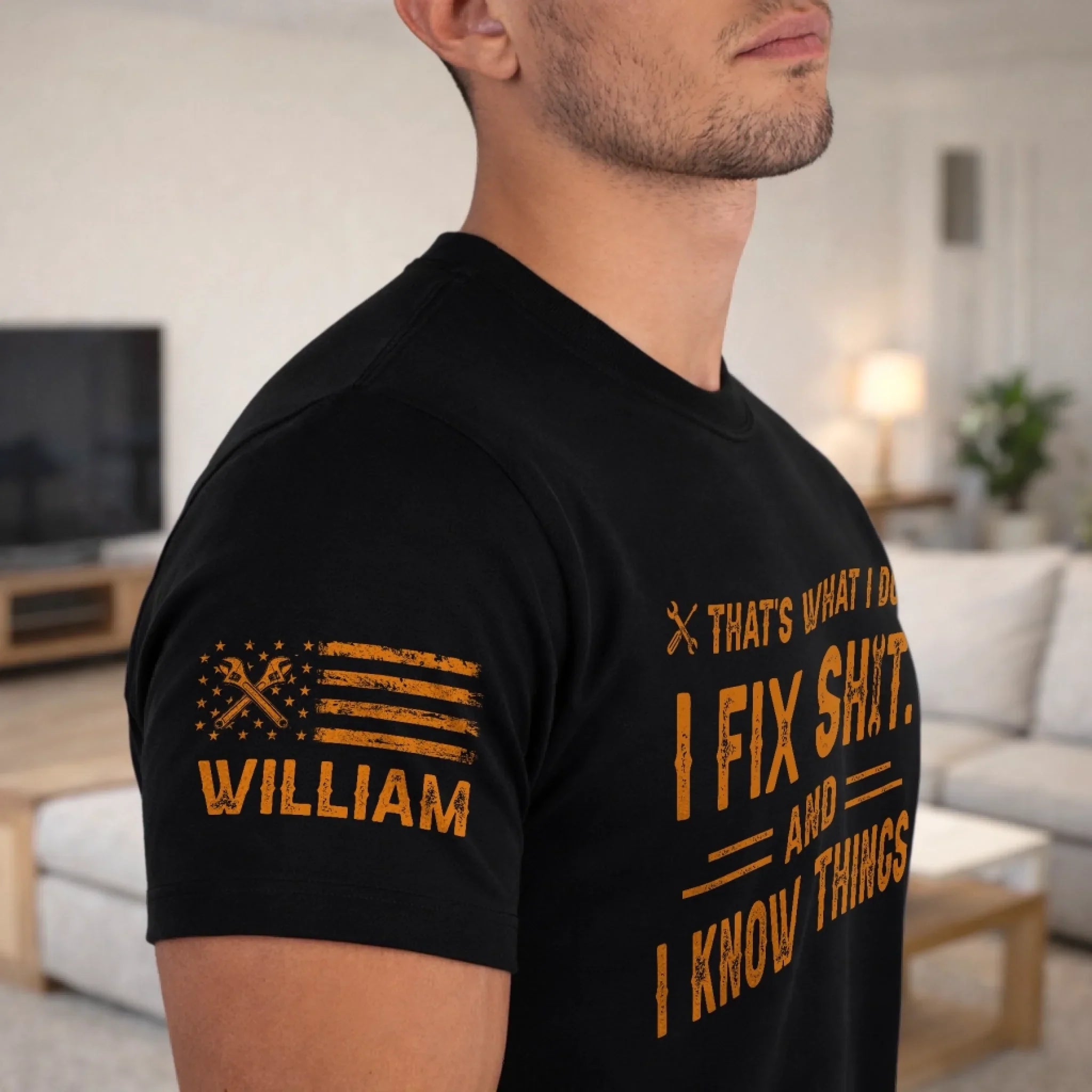 Custom Mechanic T-Shirt - Personalized Birthday Gifts For Husband, Son, Grandson, Brother, Grandpa, Dad, Yourself - Built To Repair