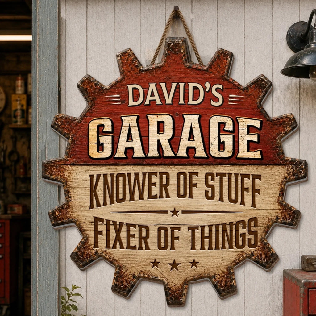 Custom Wood Sign - Personalized Birthday Gifts For Husband, Son, Grandson, Brother, Grandpa, Dad, Yourself - Garage Goals