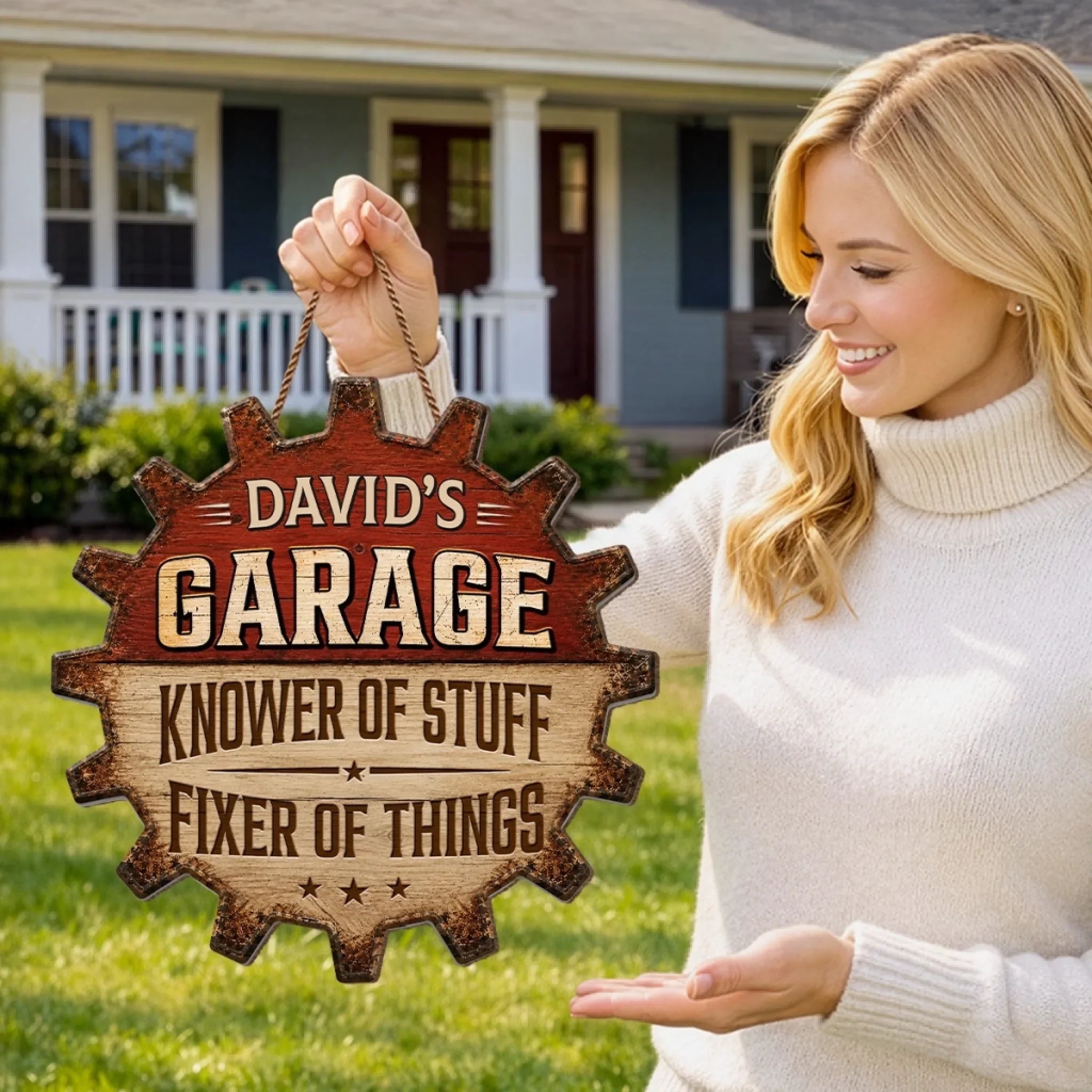 Custom Wood Sign - Personalized Birthday Gifts For Husband, Son, Grandson, Brother, Grandpa, Dad, Yourself - Garage Goals