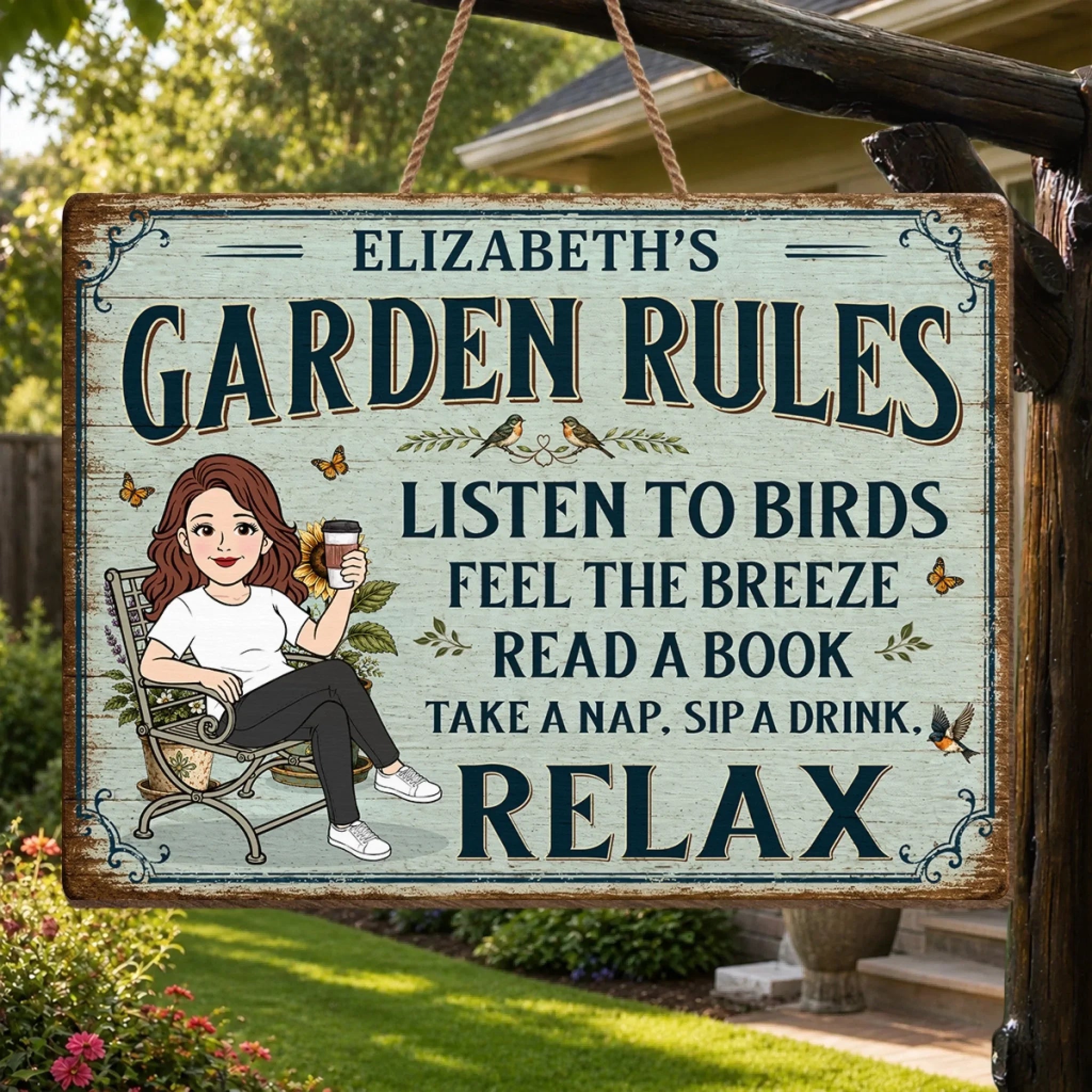 Custom Wood Sign - Personalized Birthday Garden Gifts For Gardeners - My Happy Little Garden Haven
