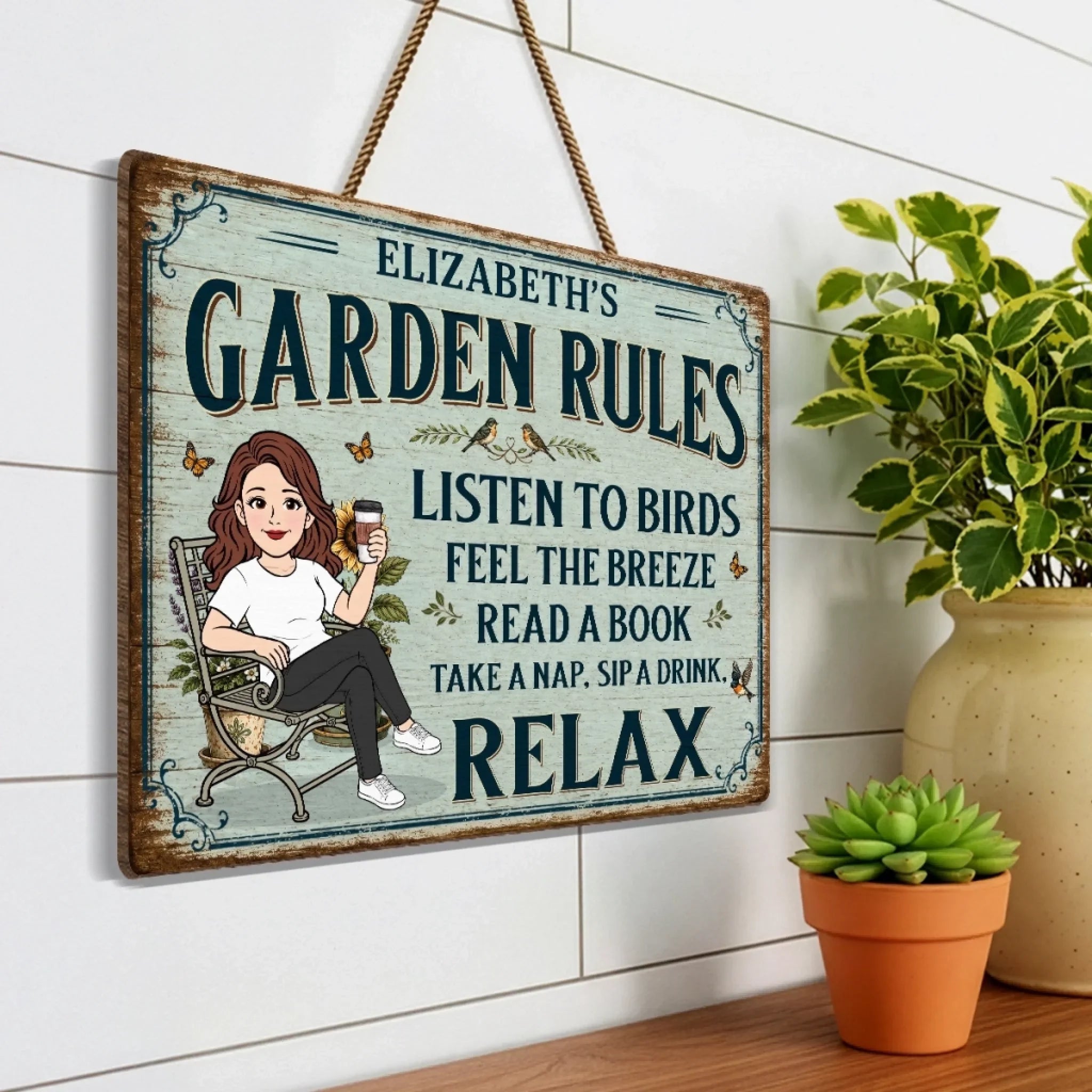 Custom Wood Sign - Personalized Birthday Garden Gifts For Gardeners - My Happy Little Garden Haven