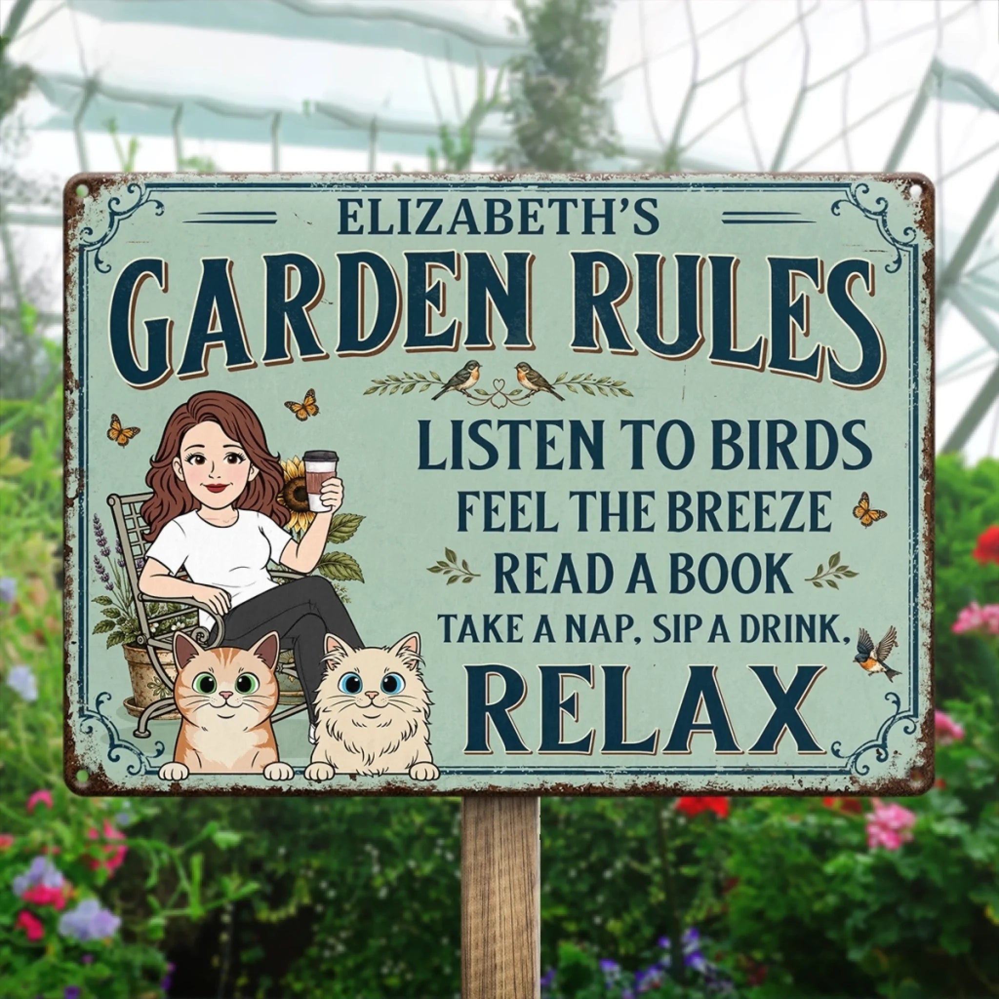 Custom Home Decor Metal Sign - Personalized  Birthday Garden Gifts For Gardeners, Dog Cat Lovers, Dog Dad And Mom, Cat Owners - Fresh Air And Puppy Love