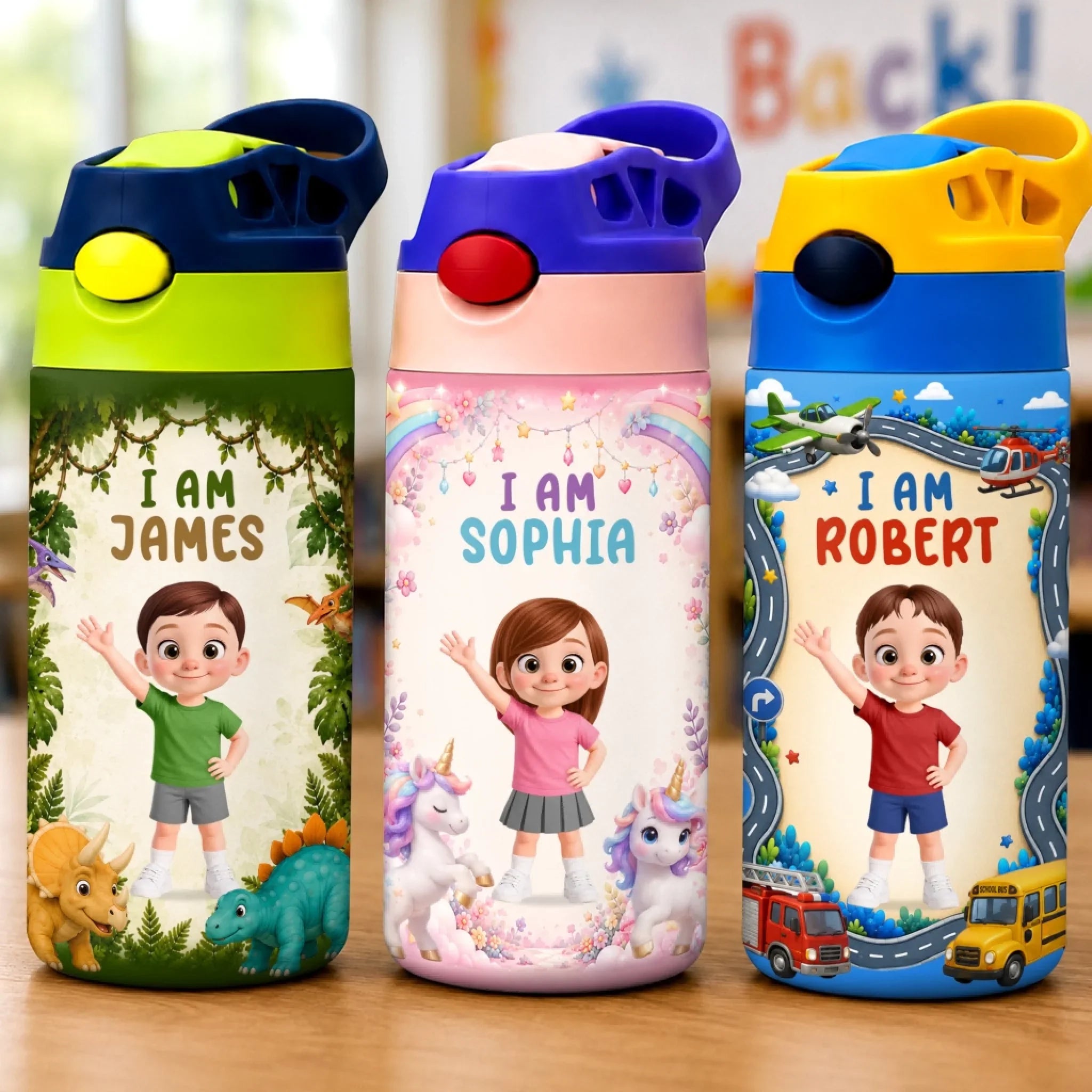 Custom Kids Insulated Water Bottle - Personalized Back To School Gifts For Kids - Growing Strong Every Day