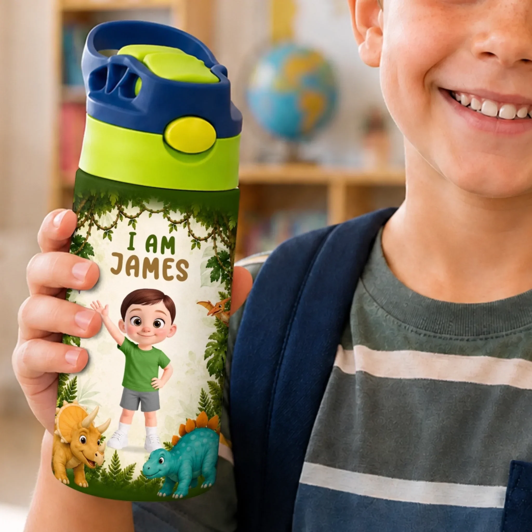Custom Kids Insulated Water Bottle - Personalized Back To School Gifts For Kids - Growing Strong Every Day