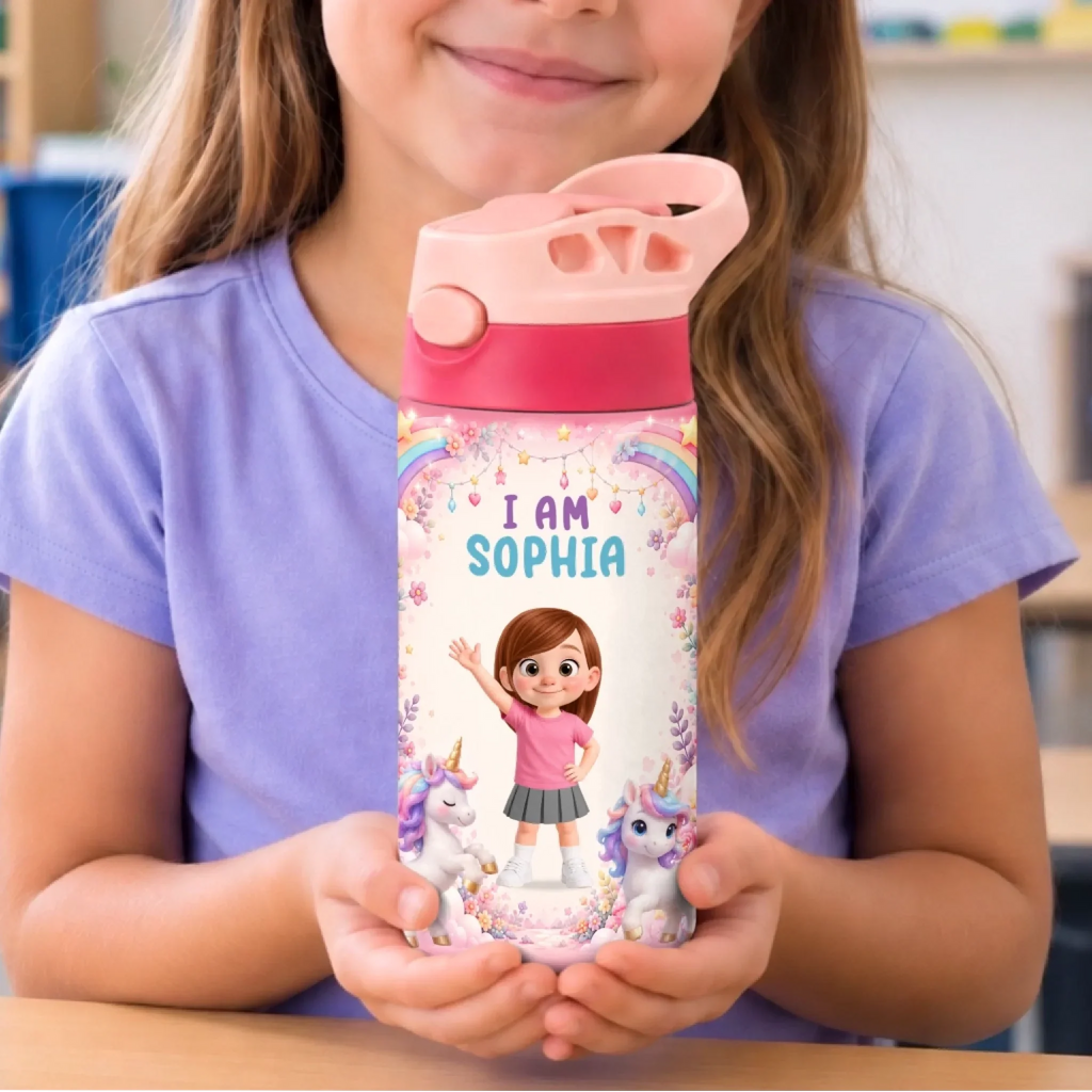Custom Kids Insulated Water Bottle - Personalized Back To School Gifts For Kids - Growing Strong Every Day