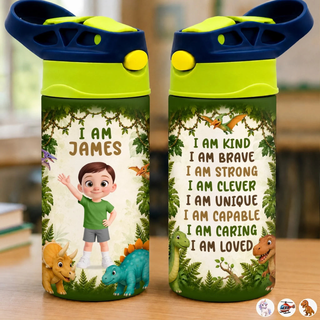 Custom Kids Insulated Water Bottle - Personalized Back To School Gifts For Kids - Growing Strong Every Day