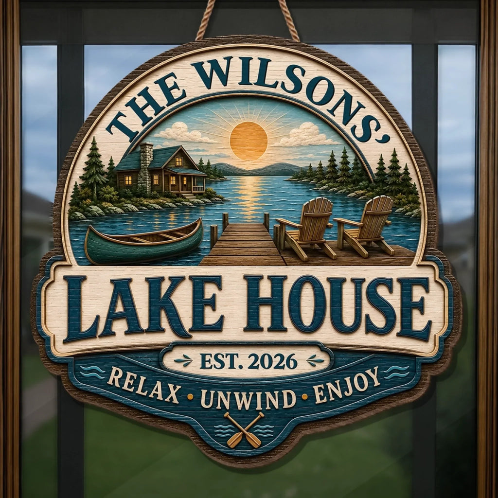 Custom Lake House Wood Sign - Personalized Summer Vacation And Travel Gifts For Mom, Dad, Brother, Sister - Home Is Where The Lake Is