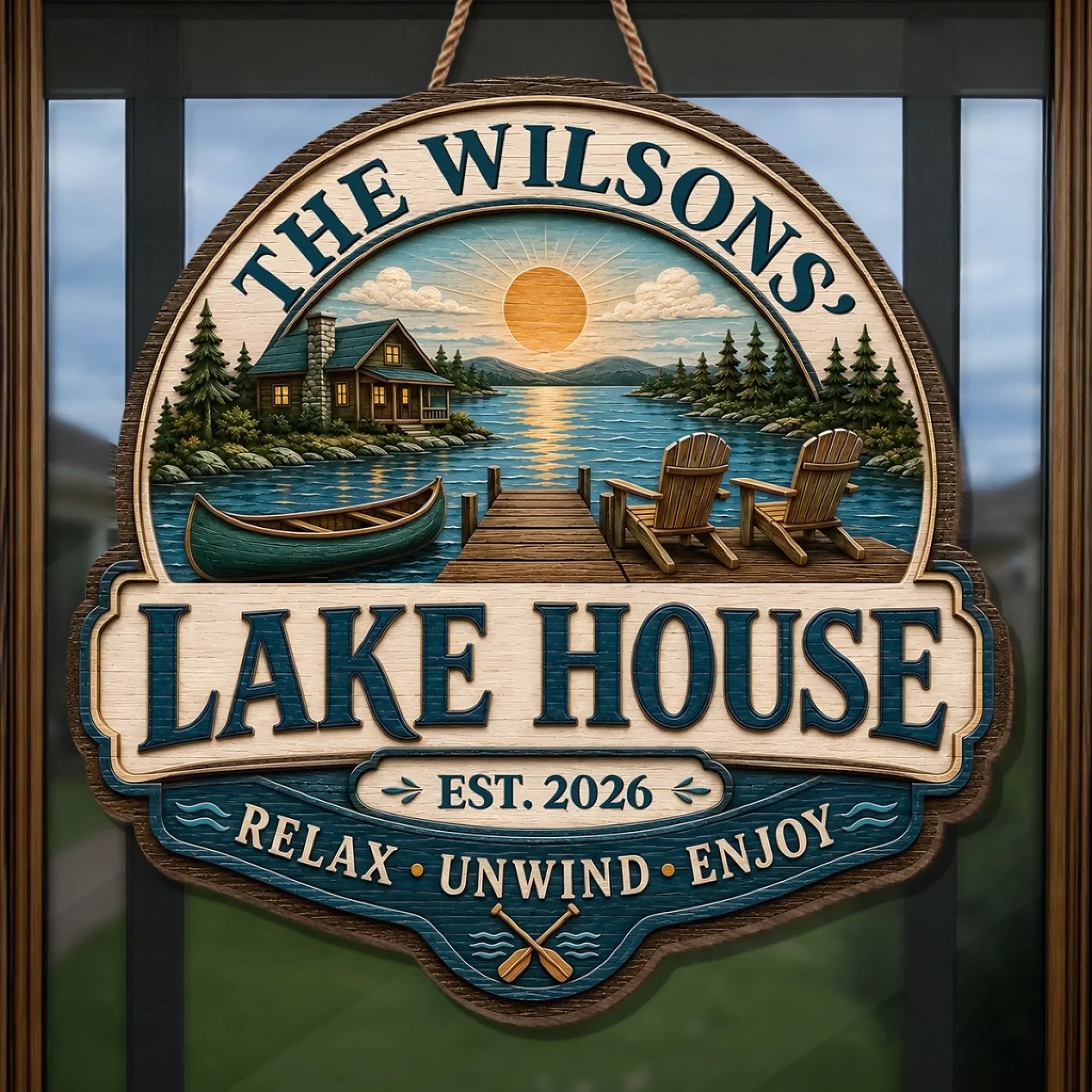 Custom Lake House Wood Sign - Personalized Summer Vacation And Travel Gifts For Mom, Dad, Brother, Sister - Home Is Where The Lake Is