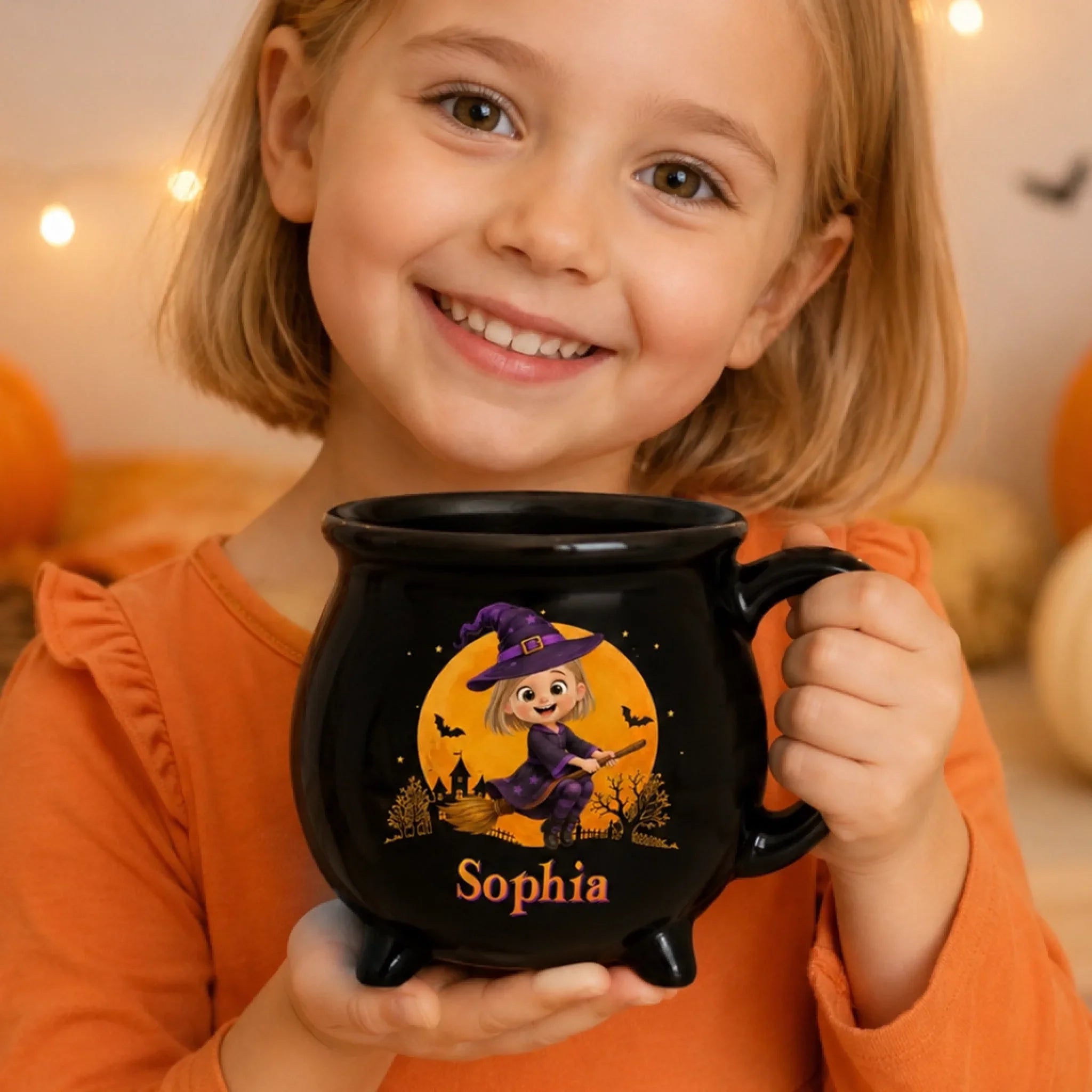 Custom 12oz Ceramic Cauldron Coffee Mug - Personalized Halloween Witchy Gifts For Daughter, Granddaughter - Little Witch Magic