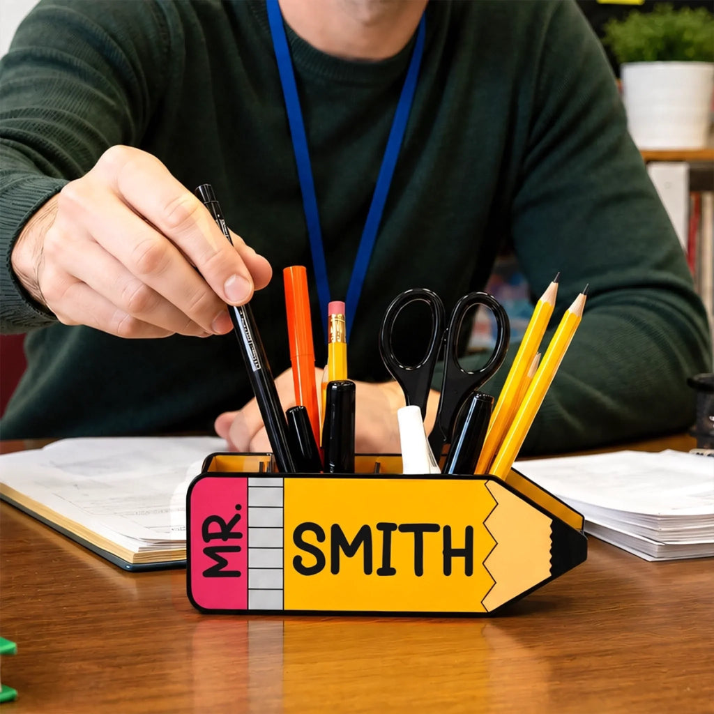 Custom Wooden Pencil Holder - Personalized Teacher Appreciation, Back To School Gifts For Teachers - Teaching With Love Daily