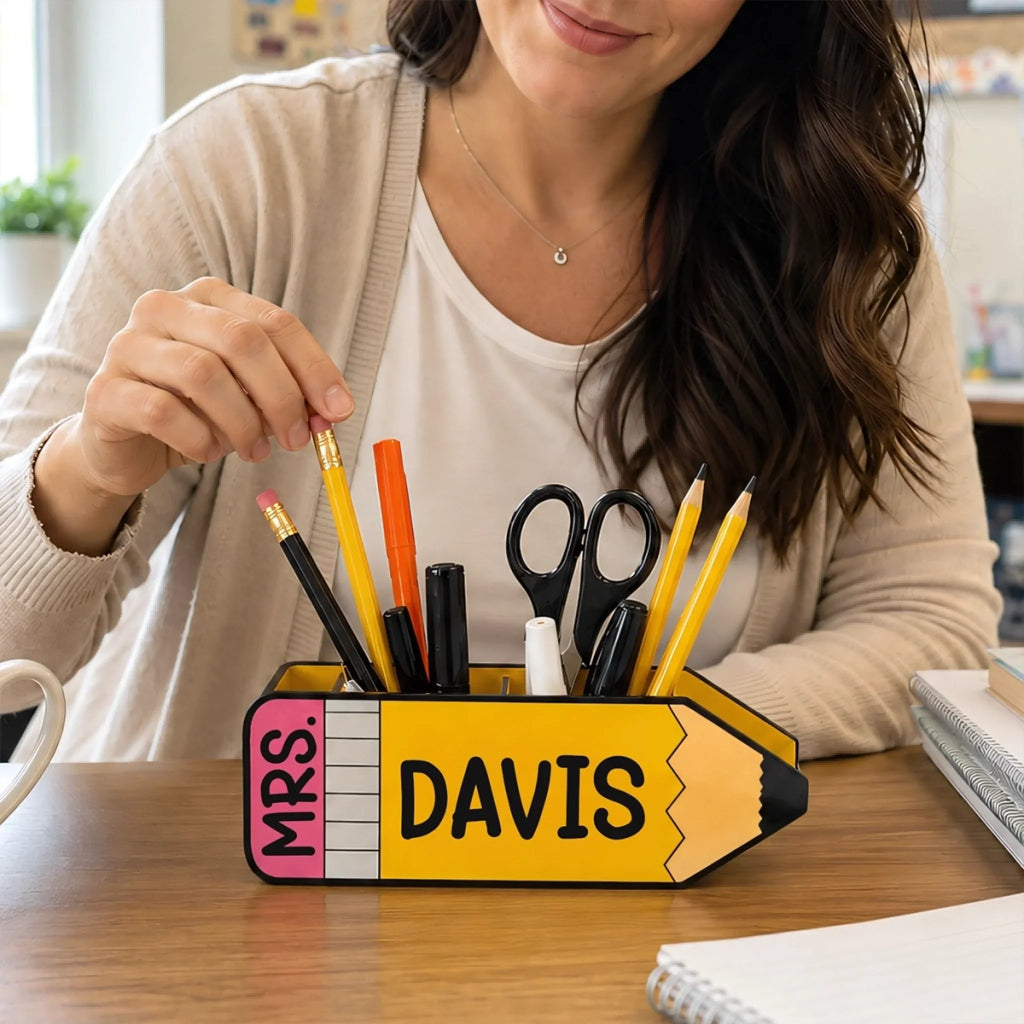 Custom Wooden Pencil Holder - Personalized Teacher Appreciation, Back To School Gifts For Teachers - Teaching With Love Daily
