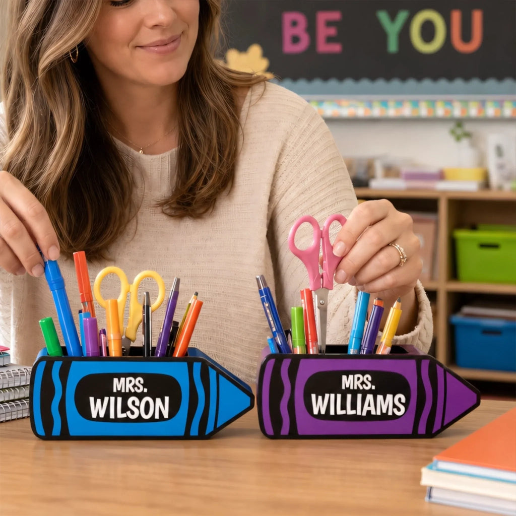 Custom Wooden Pencil Holder - Personalized Teacher Appreciation, Back To School Gifts For Teachers - Making Learning Fun Together