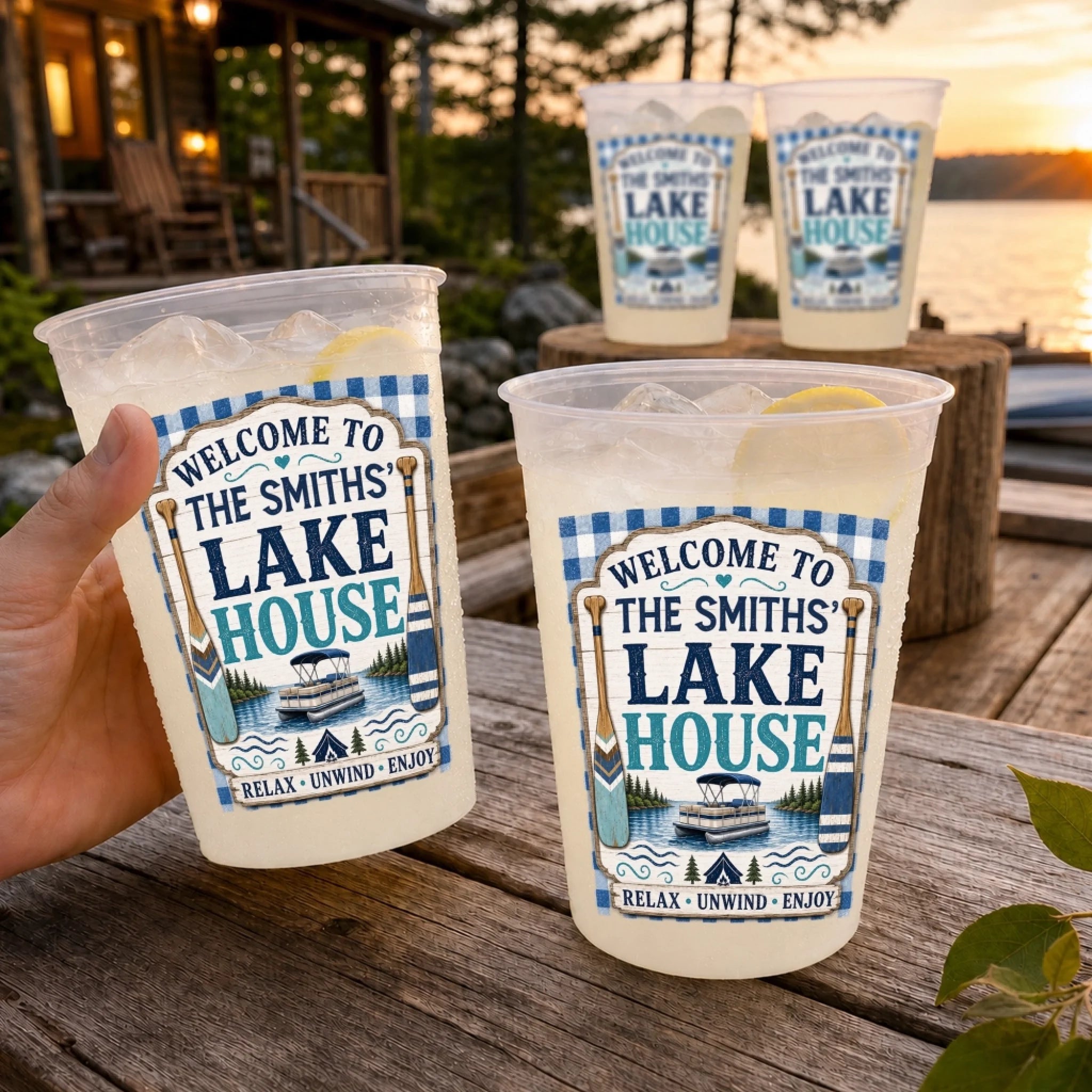 Custom Lake House Party Cups - Personalized Summer Vacation And Travel Gifts For Mom, Dad, Brother, Sister - Life Is Better On The Boat