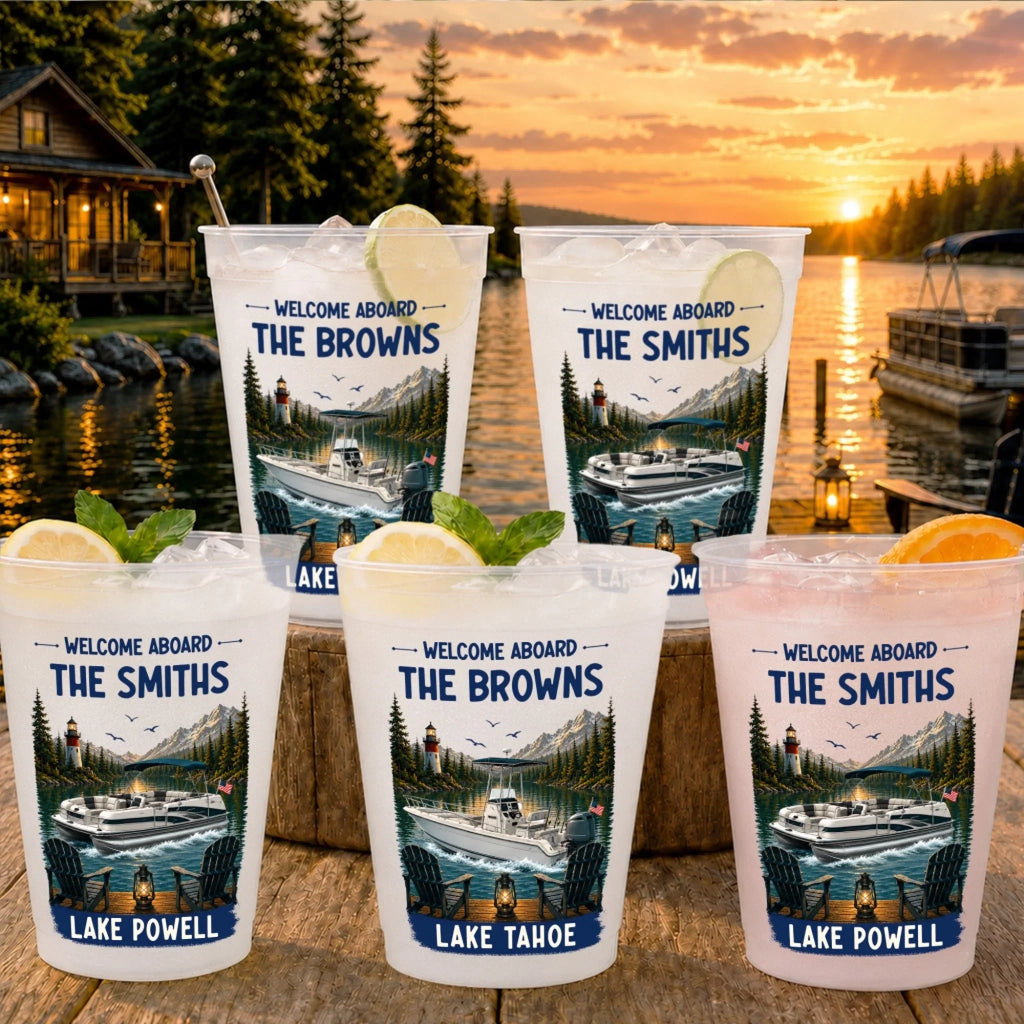 Custom Boating Party Cups - Personalized Summer Vacation And Travel Gifts For Mom, Dad, Brother, Sister - Good Times Great Crew