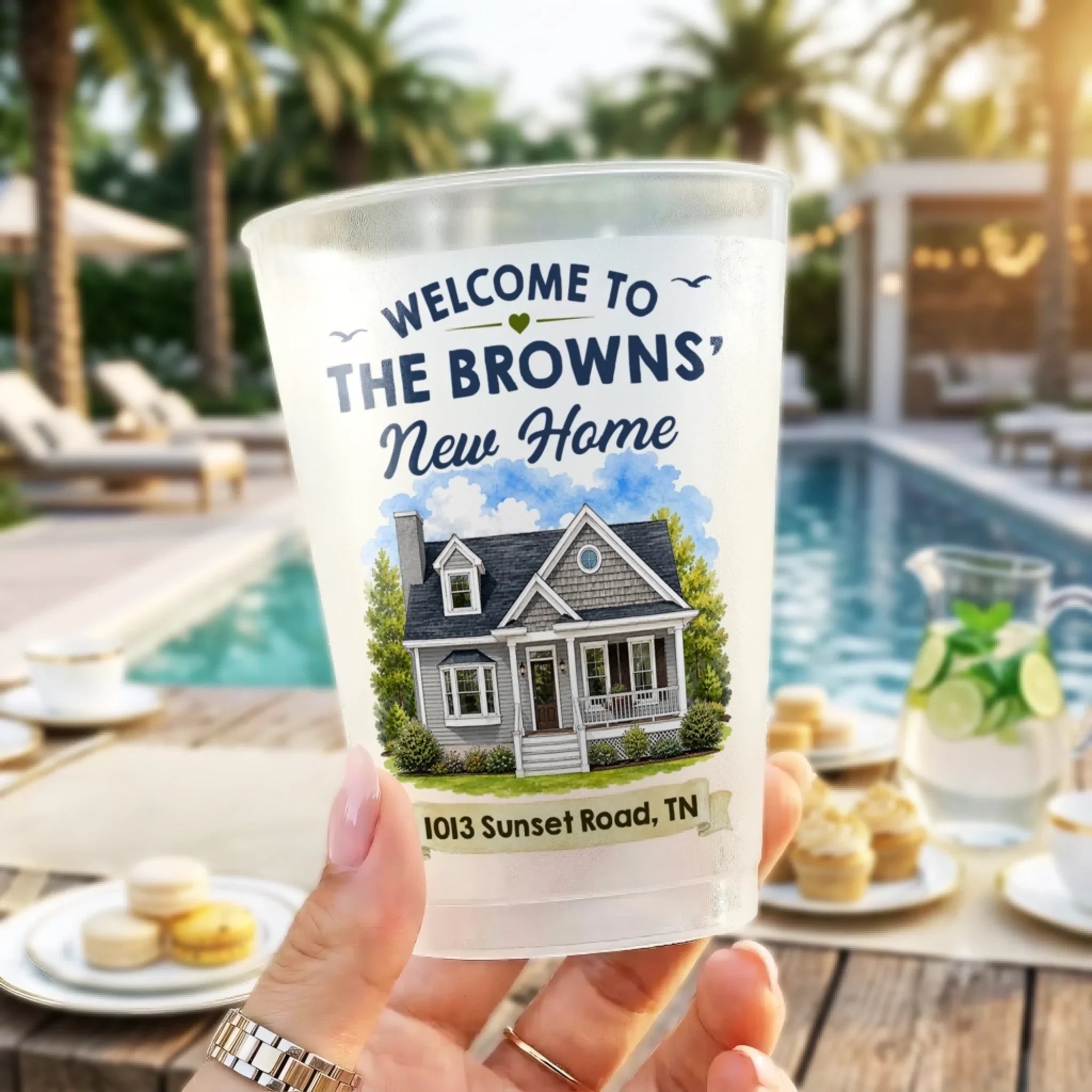 Custom Photo New Home Party Cups - Personalized Summer Vacation And Travel Gifts For Mom, Dad, Brother, Sister - Cheers To New Memories