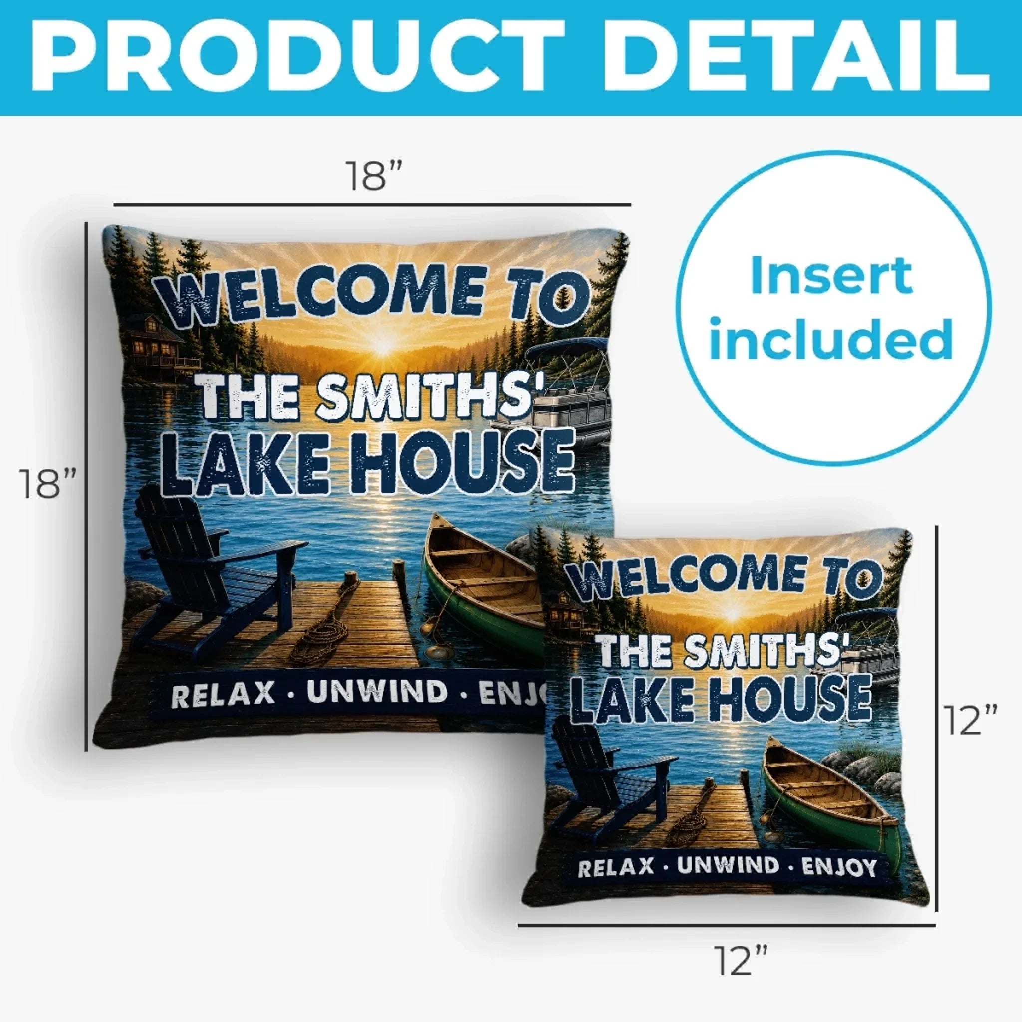 Custom Lake House Pillow - Personalized Summer Vacation And Travel Gifts For Mom, Dad, Brother, Sister - Good Times Around The Lake