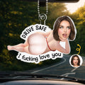 Custom Photo Squishy Acrylic Car Ornament - Personalized Anniversary Wedding Gifts For Husband And Wife, Him And Her - Eyes Off, Maybe