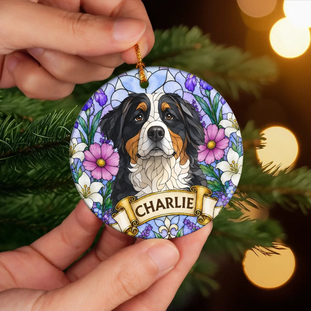 Custom Photo Ceramic Ornament - Personalized Pet Christmas Memorial Sympathy Gifts For Dogs, Cats - Forever Loved Forever Missed