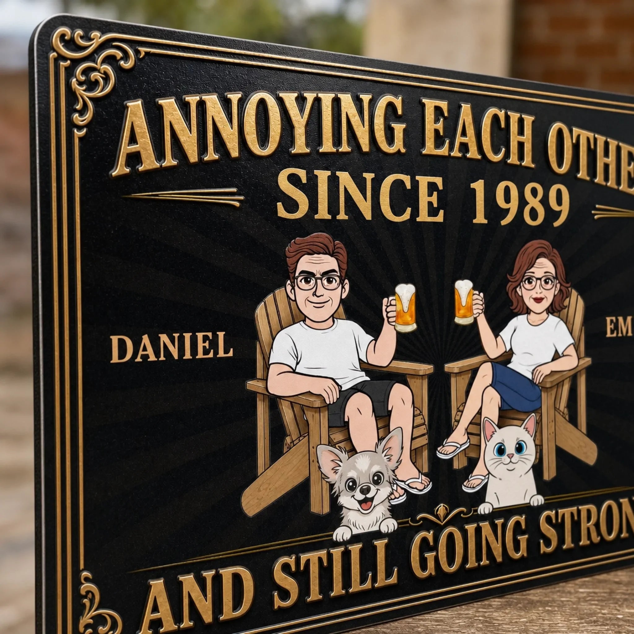 Custom Home Decor Metal Sign - Personalized  Anniversary Wedding Gifts For Husband And Wife, Dog Cat Lovers - Paws And Love All Around