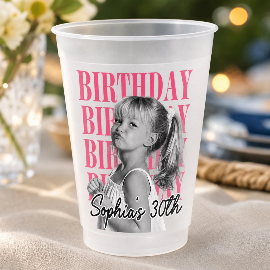 Custom Photo Party Cups - Personalized Birthday Gifts For Men, Women - Cheers To A Wonderful Milestone