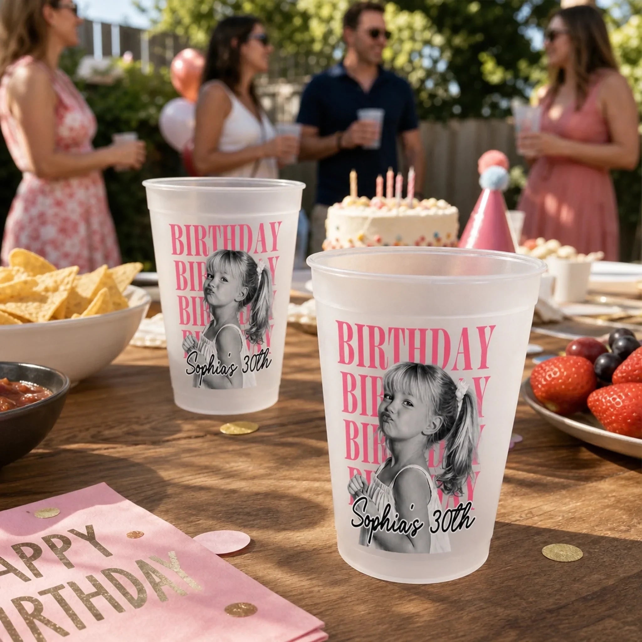 Custom Photo Party Cups - Personalized Birthday Gifts For Men, Women - Cheers To A Wonderful Milestone