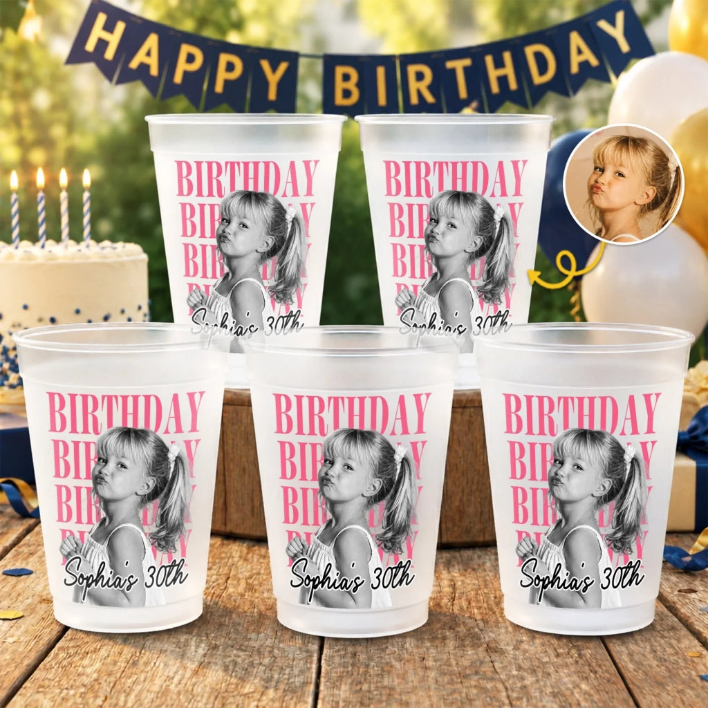 Custom Photo Party Cups - Personalized Birthday Gifts For Men, Women - Cheers To A Wonderful Milestone