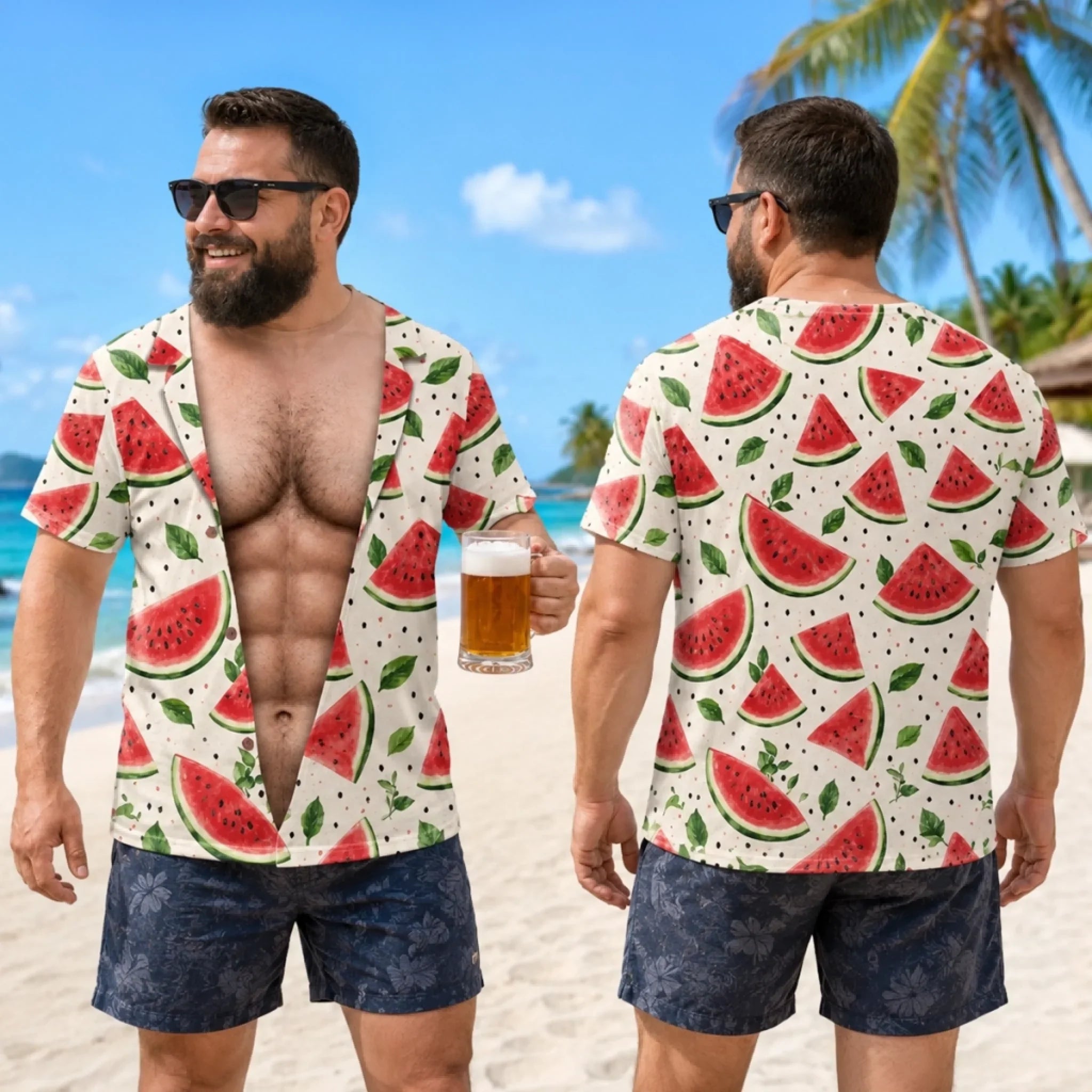 Custom Funny T-shirt - Personalized Summer Vacation And Travel Gifts For Husband, Son, Grandson, Yourself - Tropical Fruit Party