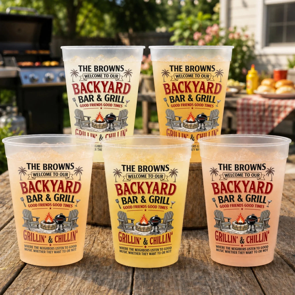Custom Backyard Bar Party Cups - Personalized Summer Vacation And Travel Gifts For Mom, Dad, Brother, Sister - Savor The Moment