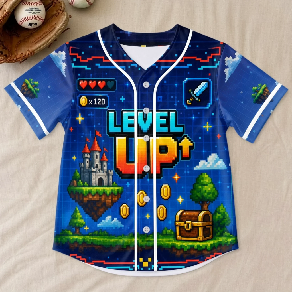 Custom Kids Baseball Jersey - Personalized Birthday Gifts For Kids - Super Gamer Adventure