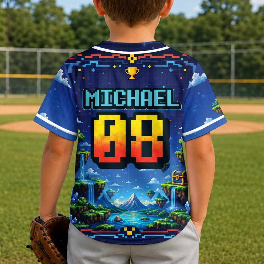 Custom Kids Baseball Jersey - Personalized Birthday Gifts For Kids - Super Gamer Adventure