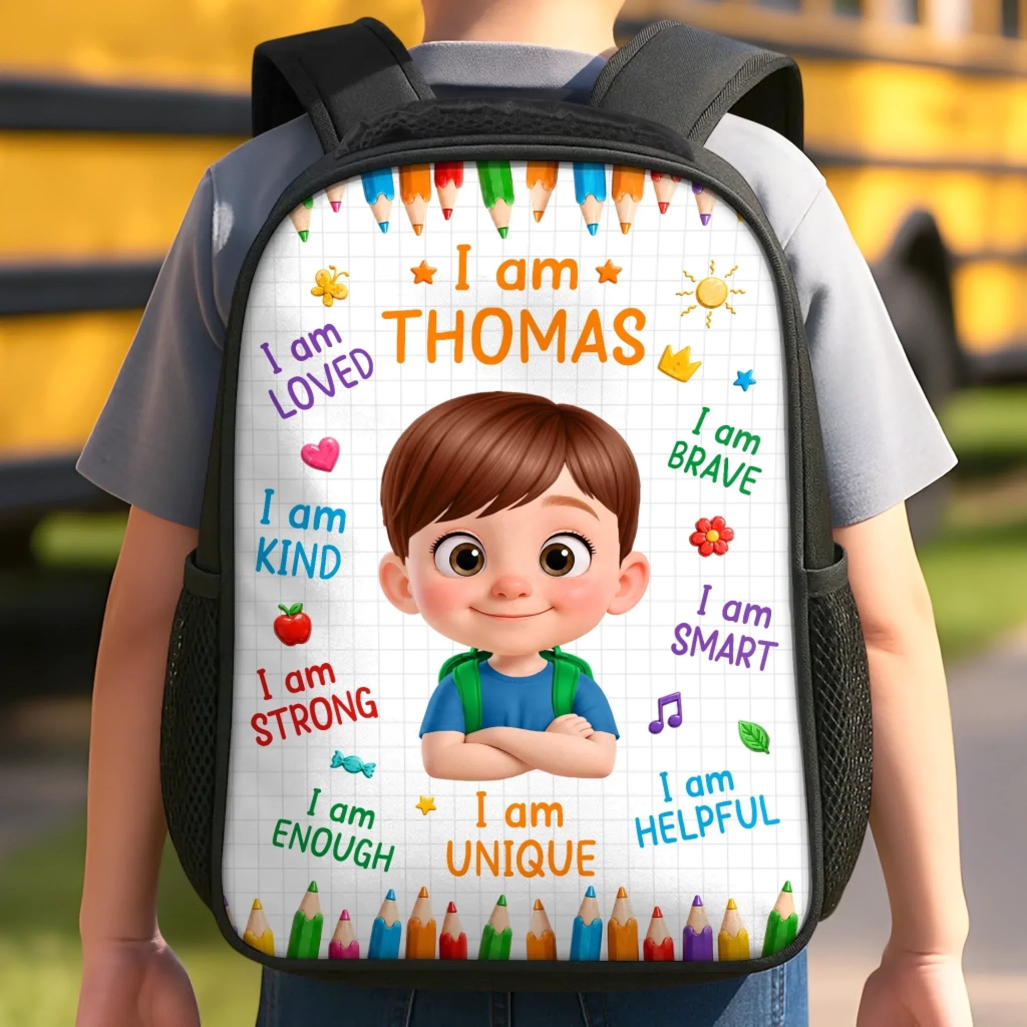Custom Kids Backpack & Water Bottle Set - Personalized Back To School Gifts For Kids - New Season New Smiles