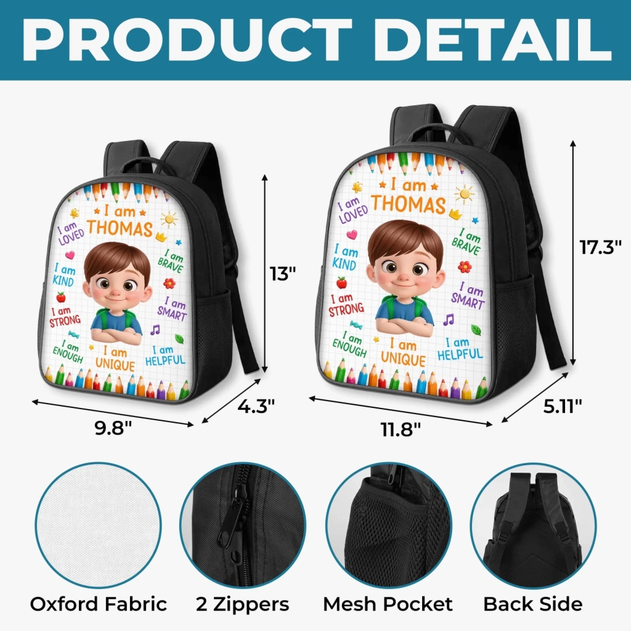 Custom Kids Backpack & Water Bottle Set - Personalized Back To School Gifts For Kids - New Season New Smiles