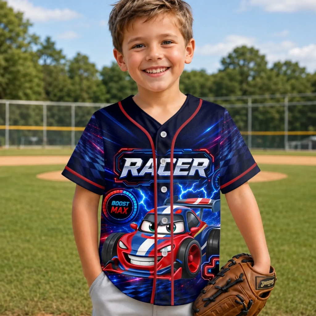 Custom Kids Baseball Jersey - Personalized Birthday Gifts For Kids - Future Racing Champion