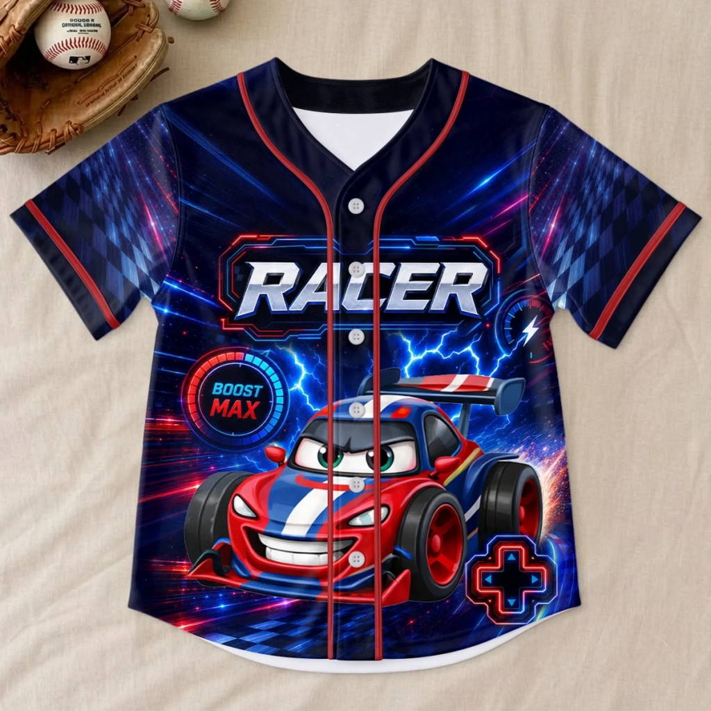 Custom Kids Baseball Jersey - Personalized Birthday Gifts For Kids - Future Racing Champion