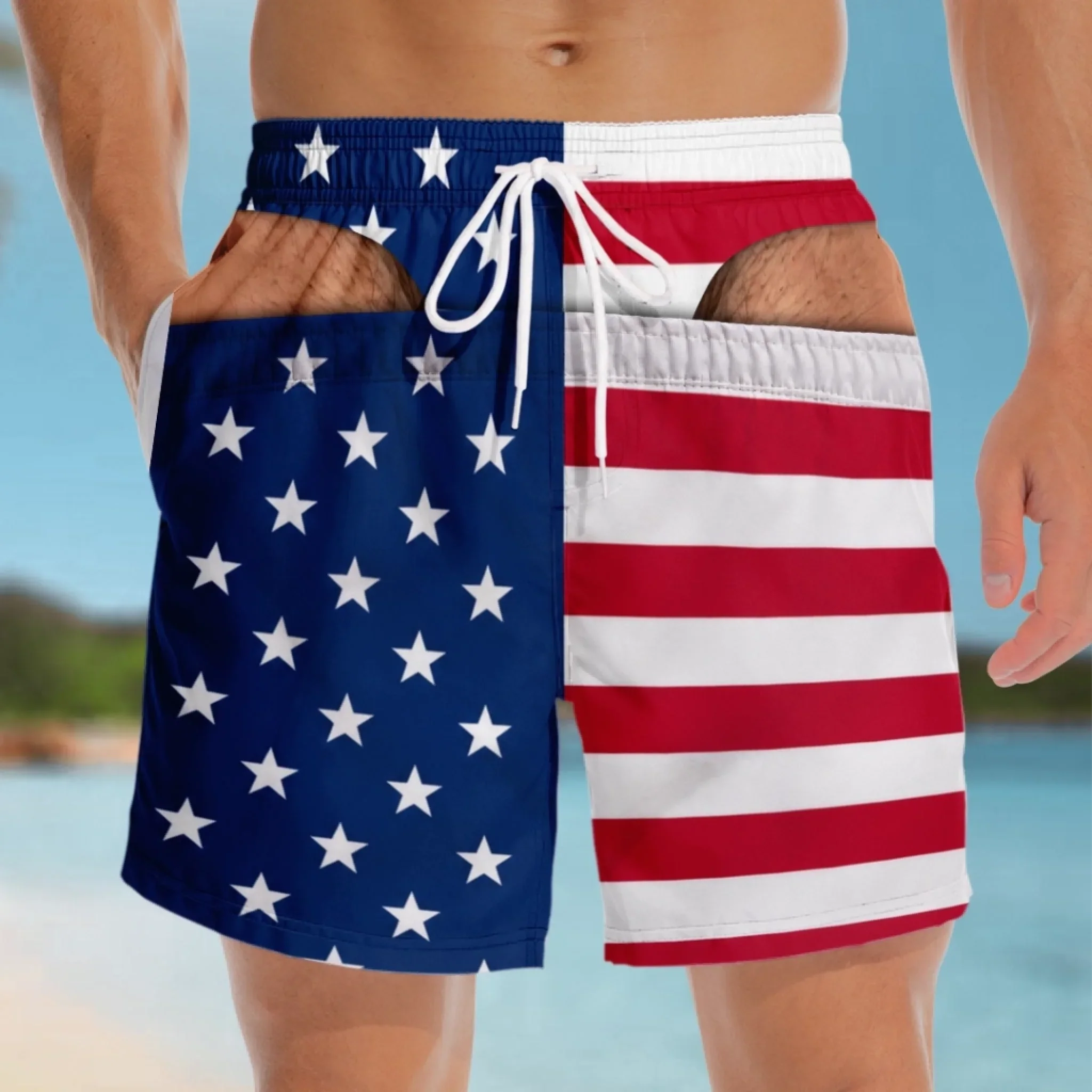 Custom Funny Men Swim Trunks - Personalized Birthday Gifts For Husband, Son, Grandson, Brother, Grandpa, Dad, Yourself - Tropical Beach Prank