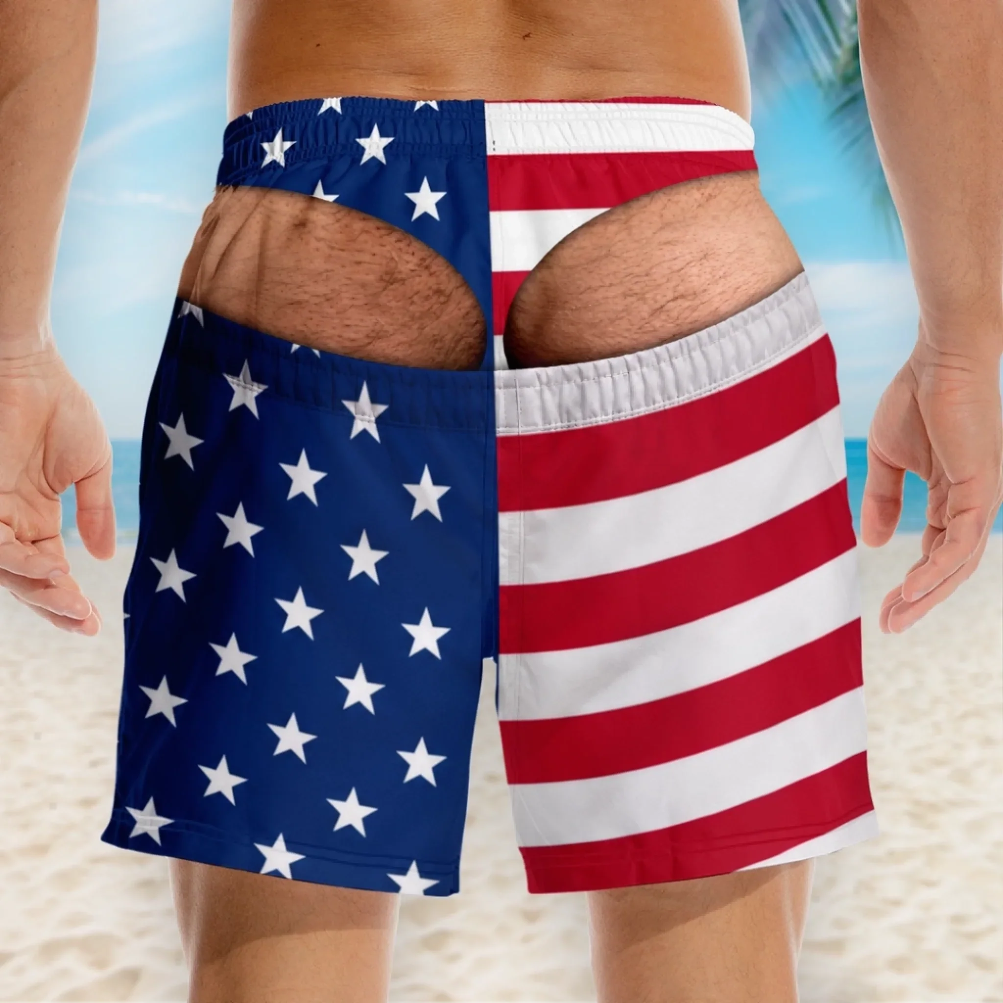 Custom Funny Men Swim Trunks - Personalized Birthday Gifts For Husband, Son, Grandson, Brother, Grandpa, Dad, Yourself - Tropical Beach Prank