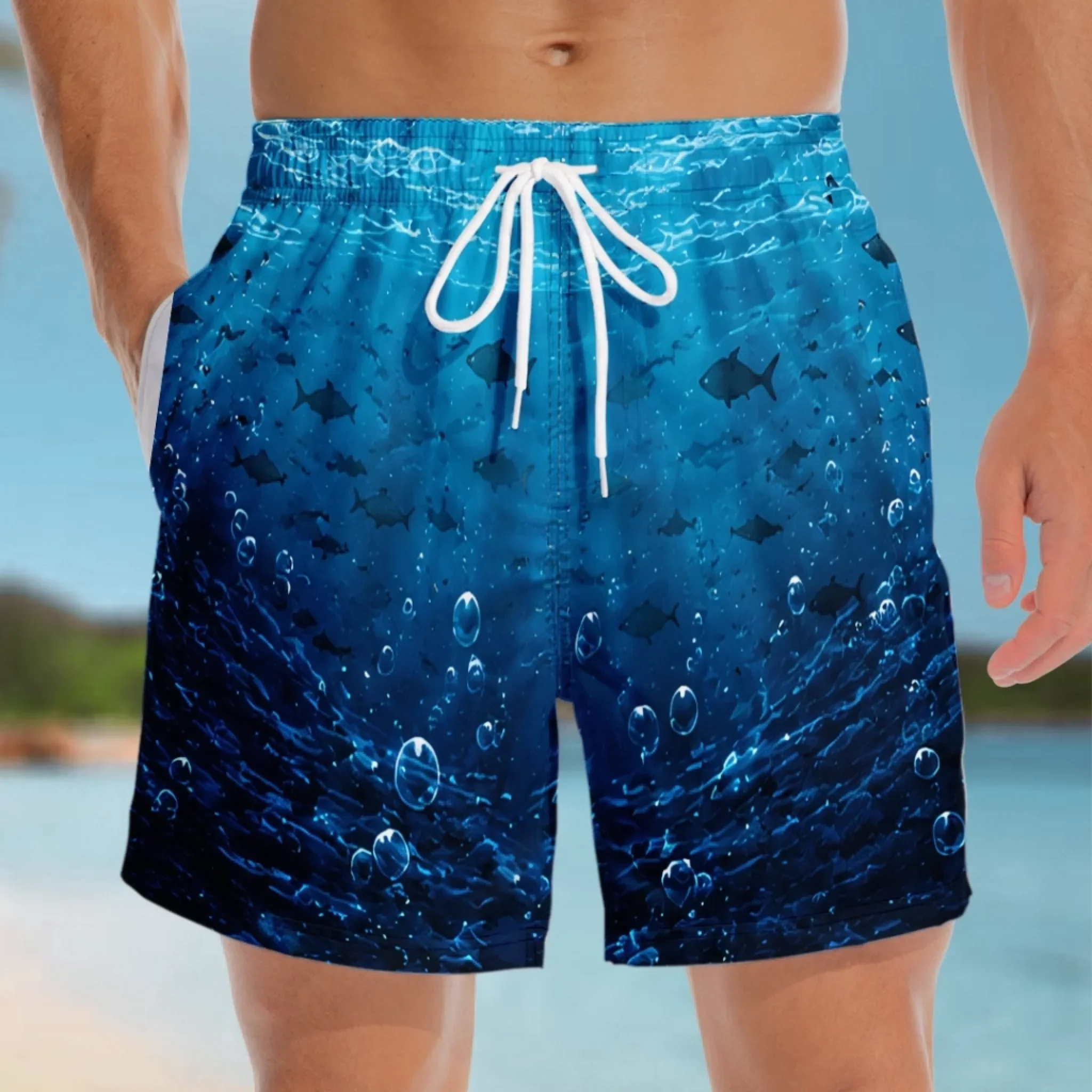 Custom Funny Men Swim Trunks - Personalized Birthday Gifts For Husband, Son, Grandson, Brother, Grandpa, Dad, Yourself - Cheeky Shark Attack