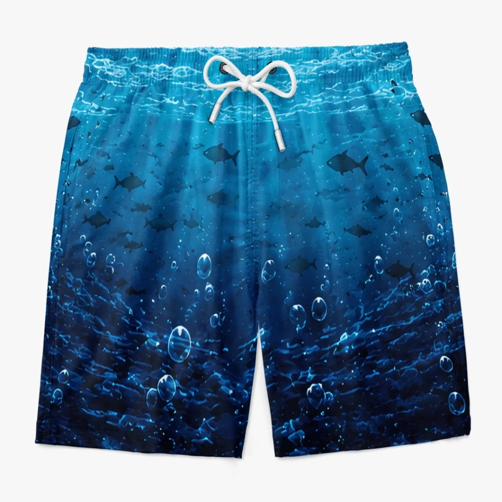 Custom Funny Men Swim Trunks - Personalized Birthday Gifts For Husband, Son, Grandson, Brother, Grandpa, Dad, Yourself - Cheeky Shark Attack
