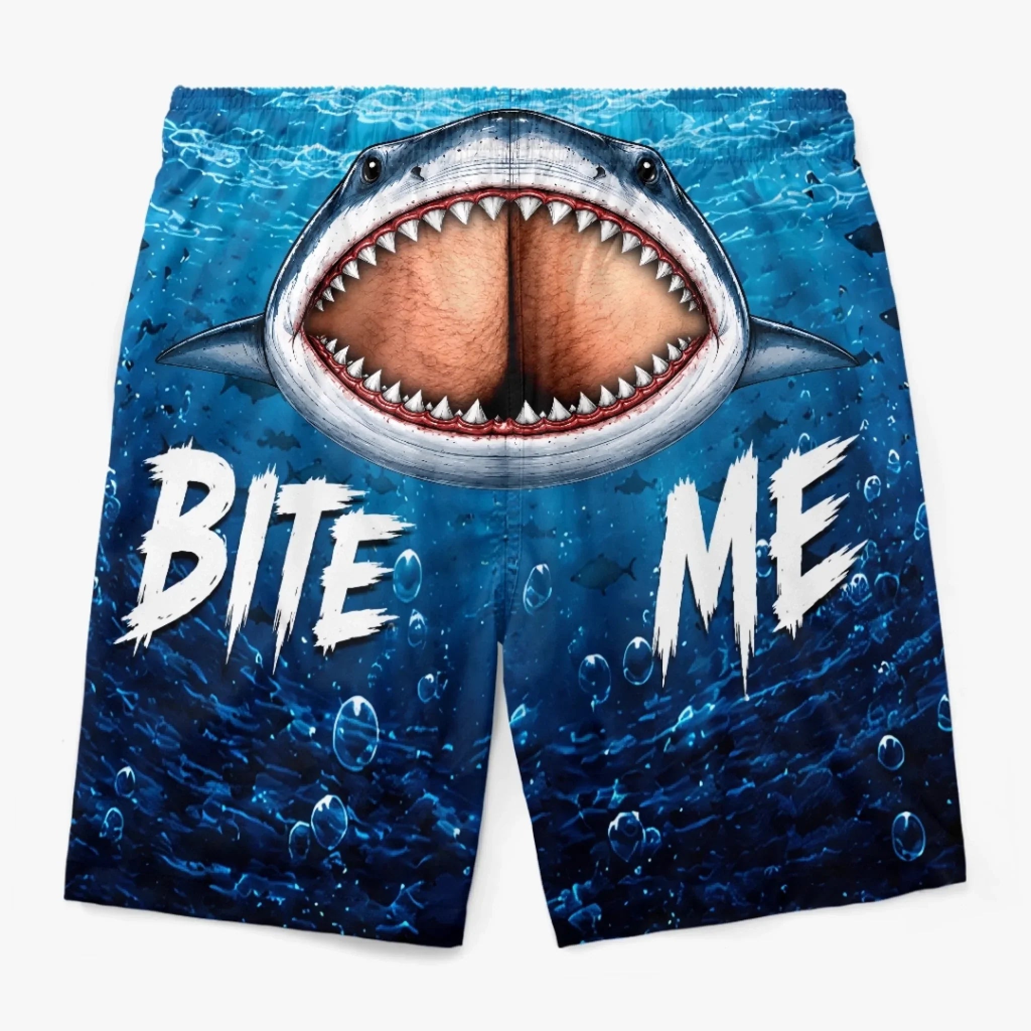 Custom Funny Men Swim Trunks - Personalized Birthday Gifts For Husband, Son, Grandson, Brother, Grandpa, Dad, Yourself - Cheeky Shark Attack
