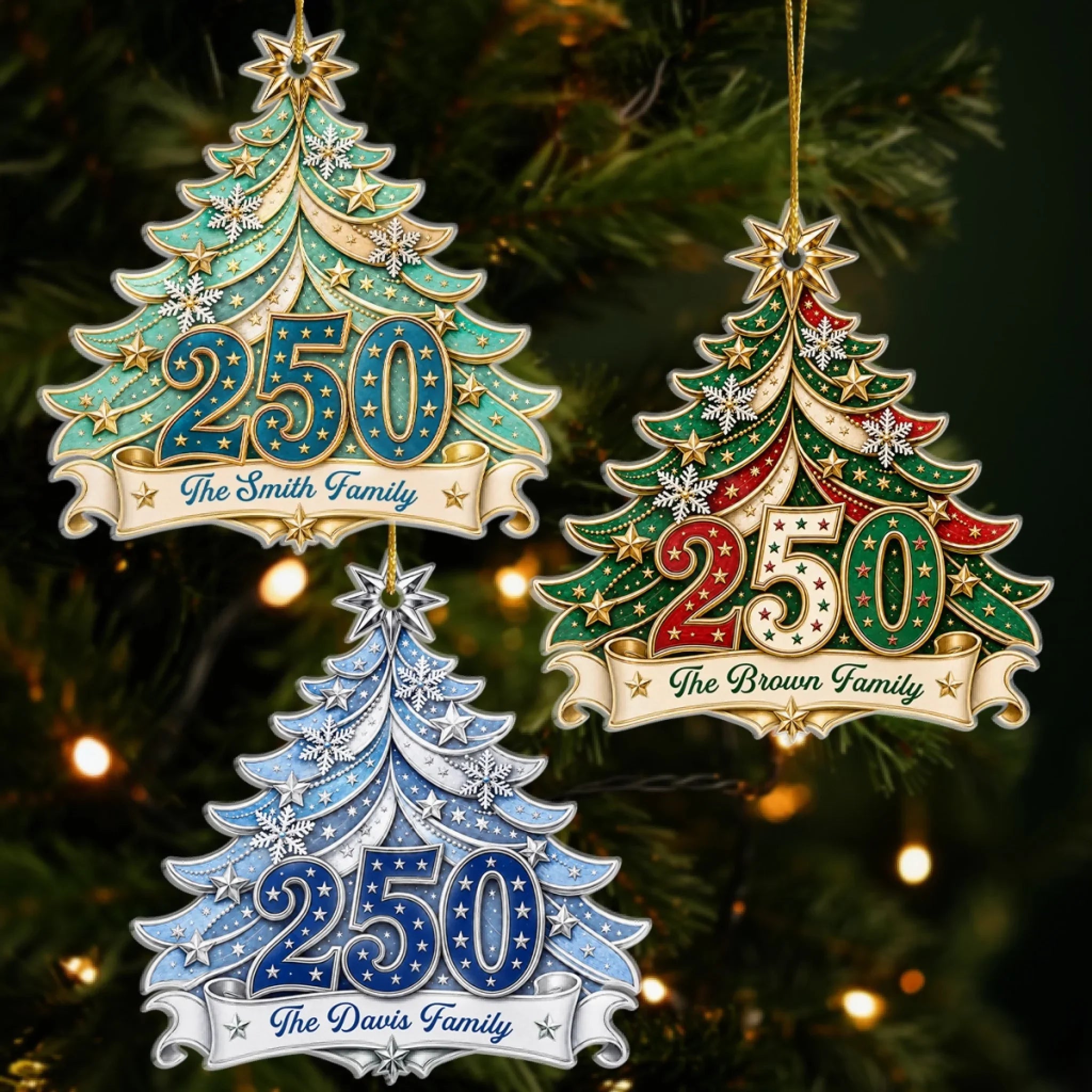 Custom Acrylic Ornament - Personalized America 250th Anniversary Christmas Gifts For Mom, Dad, Brother, Sister - Home For The Holidays