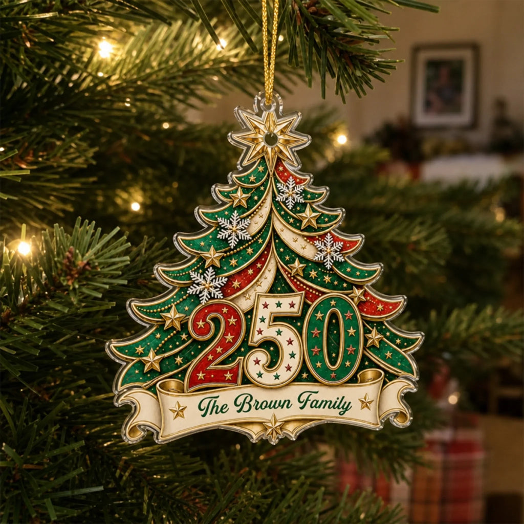 Custom Acrylic Ornament - Personalized America 250th Anniversary Christmas Gifts For Mom, Dad, Brother, Sister - Home For The Holidays