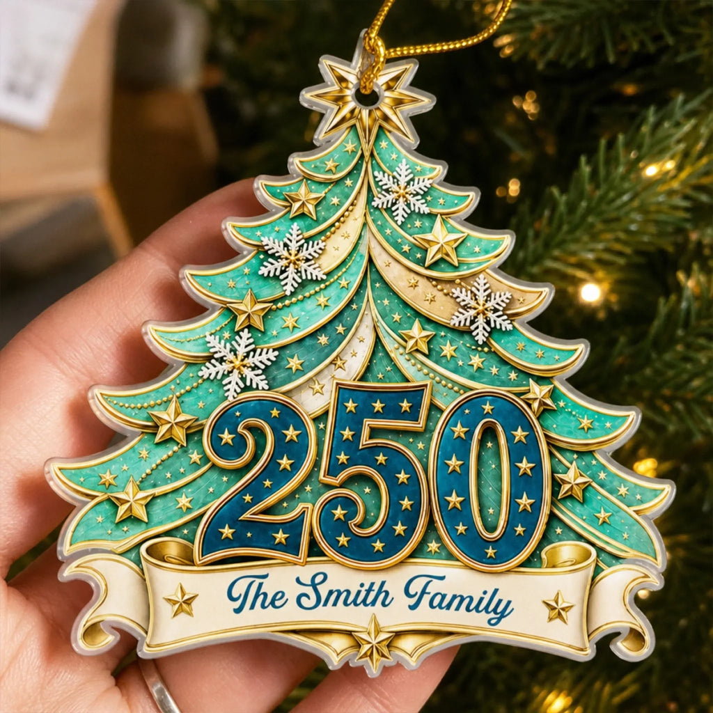 Custom Acrylic Ornament - Personalized America 250th Anniversary Christmas Gifts For Mom, Dad, Brother, Sister - Home For The Holidays