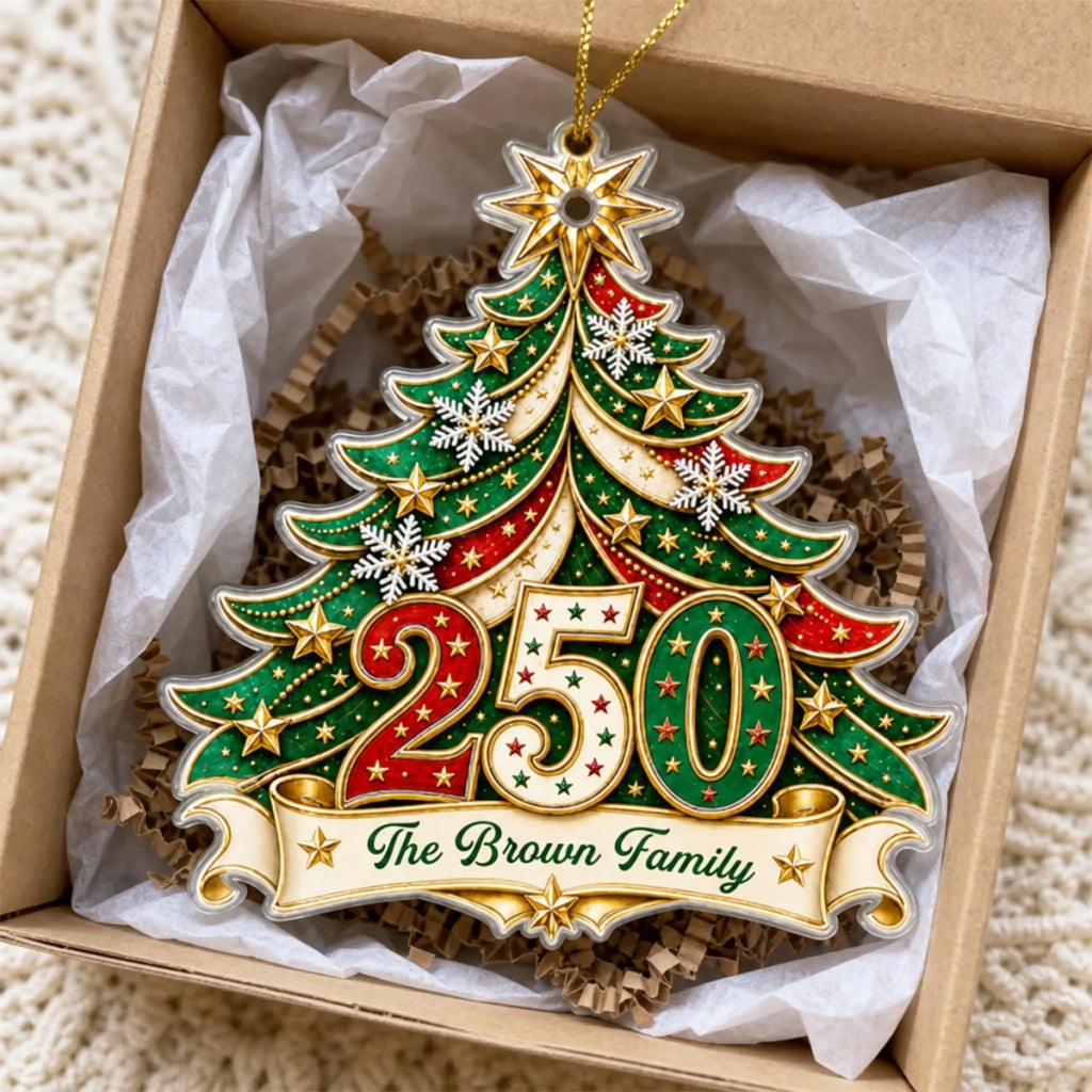 Custom Acrylic Ornament - Personalized America 250th Anniversary Christmas Gifts For Mom, Dad, Brother, Sister - Home For The Holidays